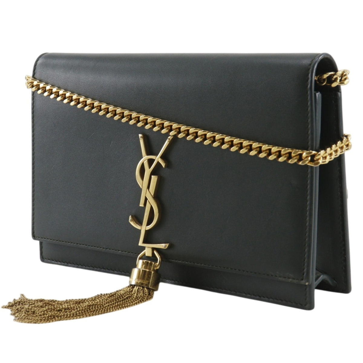 Saint Laurent Green Leather Chain/Shoulder Wallet (Pre-Owned)