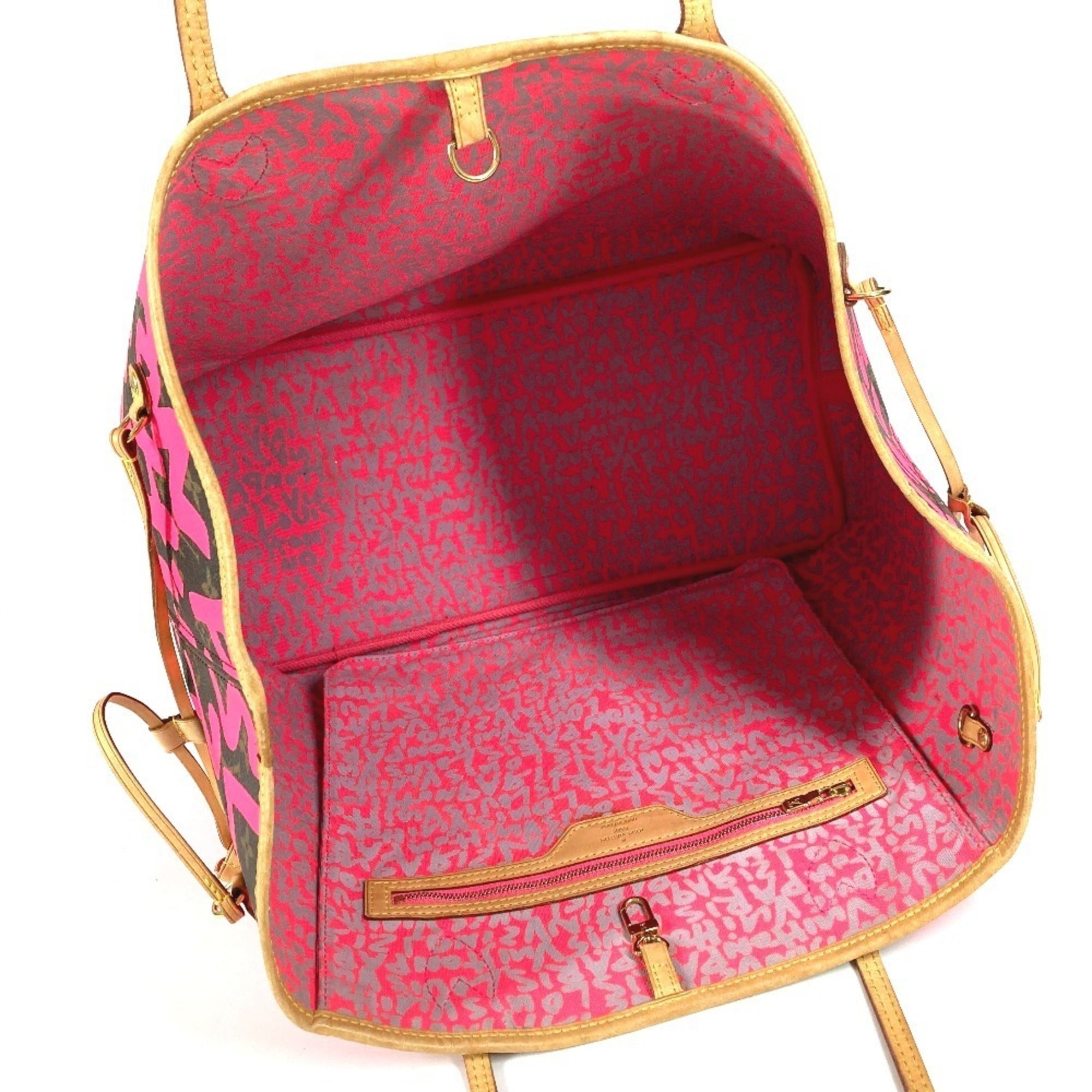 Louis Vuitton Fuchsia Pink Galle Pink Monogram Graffiti Shoulder Bag Tote Bag (Pre-Owned)
