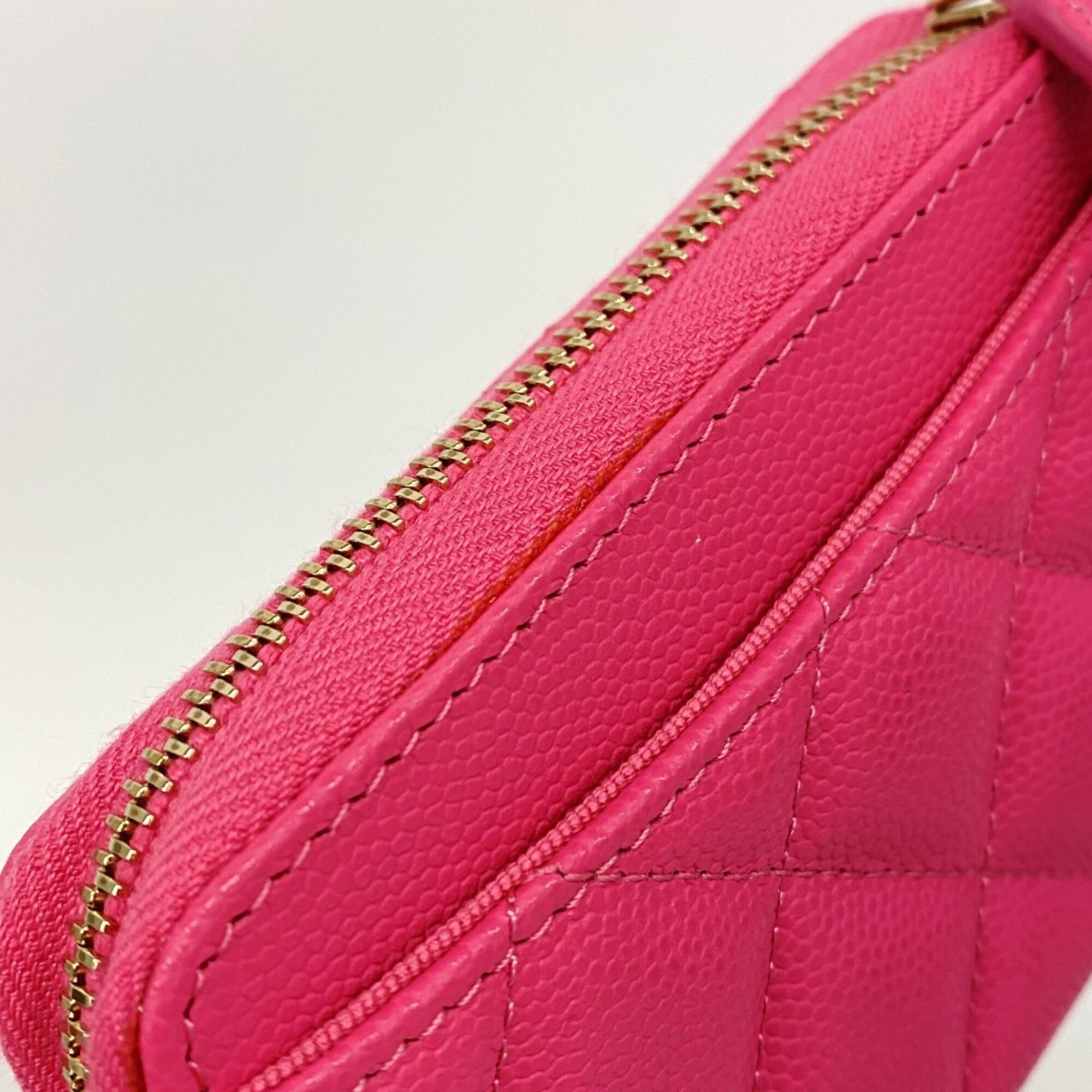 Chanel Pink Grained Calfskin Coin Purse/Coin Case (Pre-Owned)
