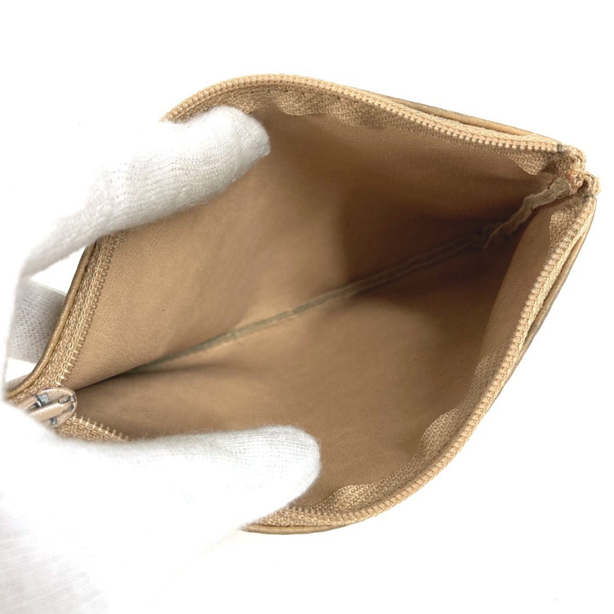 Chanel Beige Leather Handbag Pouch Shoulder Bag (Pre-Owned)