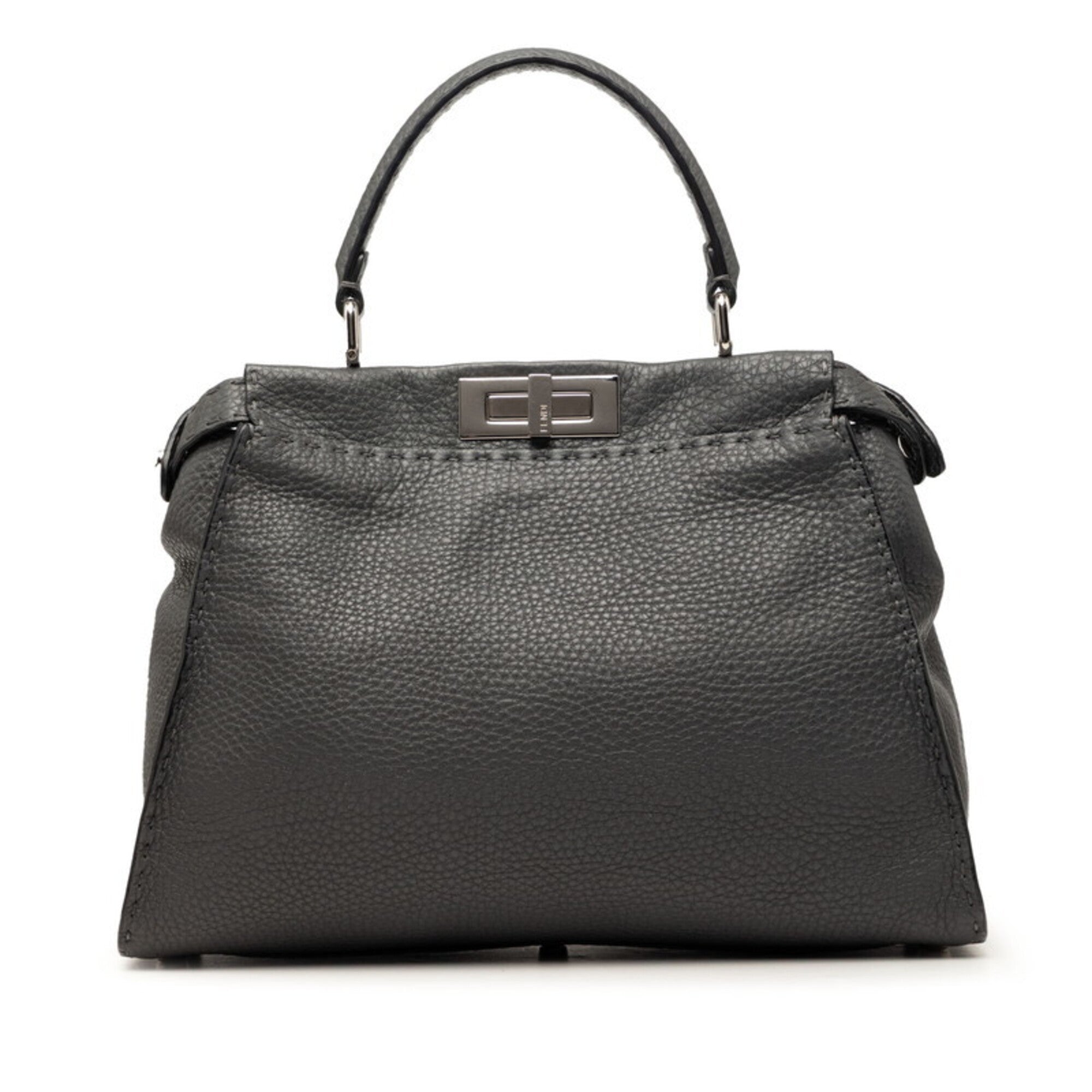 Fendi Selleria Gray Leather Handbag (Pre-Owned)