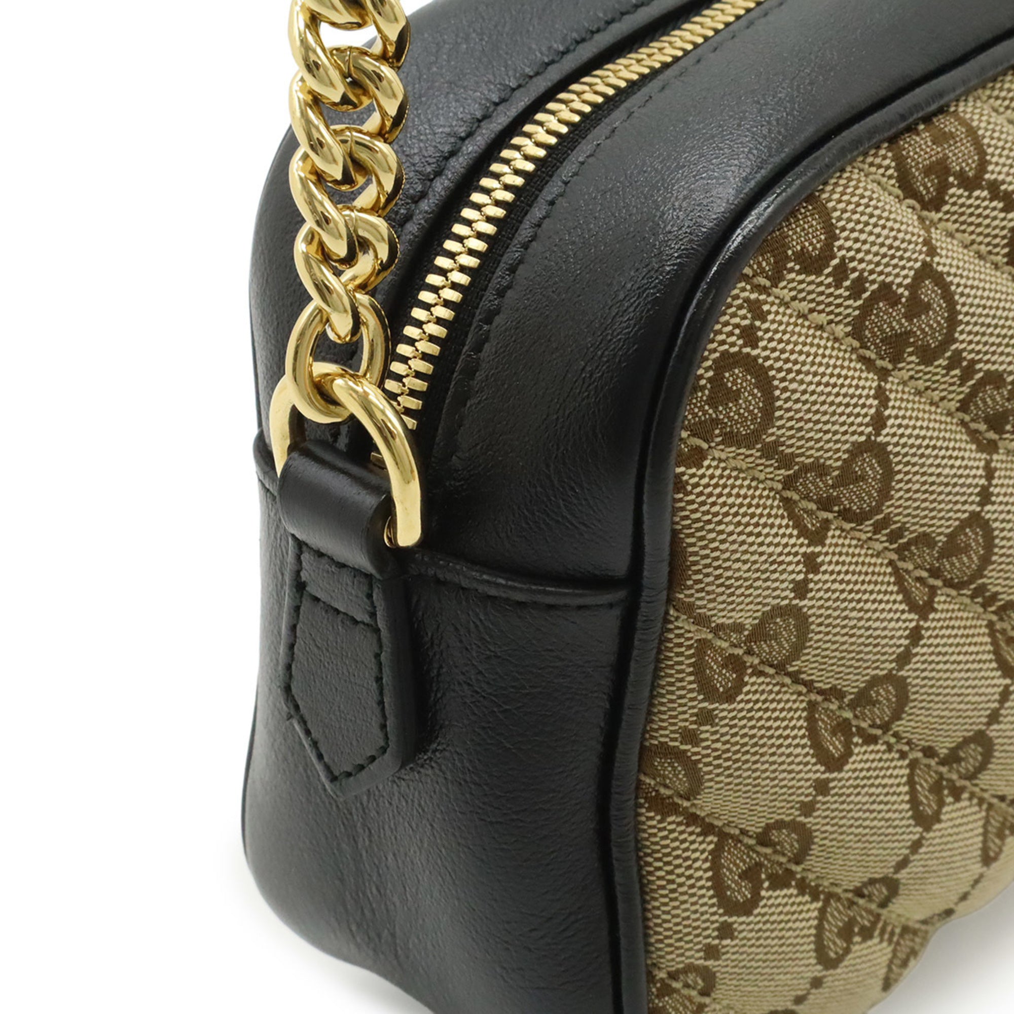 Gucci Beige Black Gg Canvas Pochette Shoulder Bag (Pre-Owned)