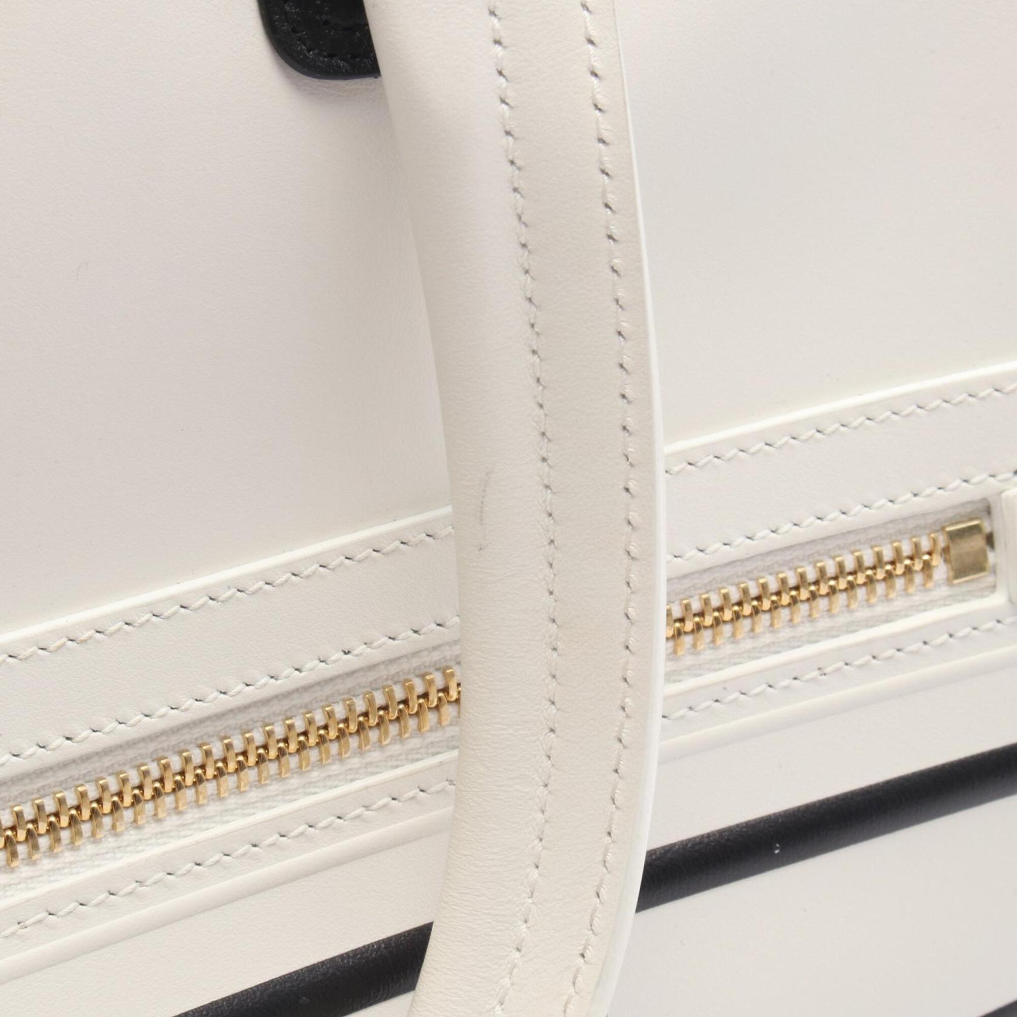 Christian Dior Black White Leather Handbag (Pre-Owned)