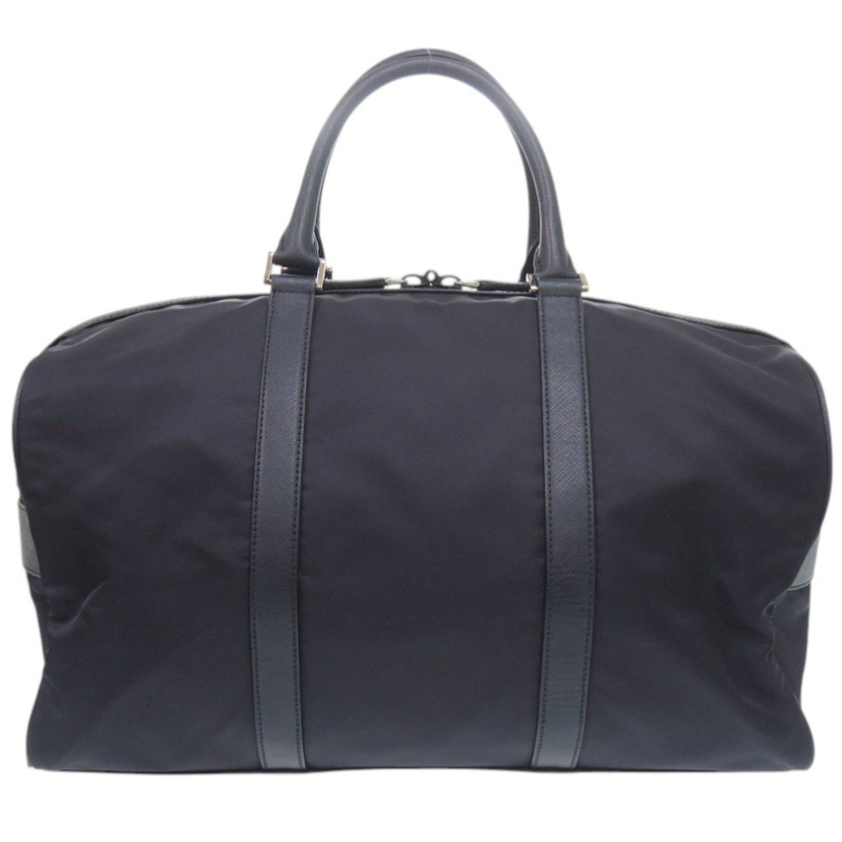 Prada Navy Nylon Leather Boston Bag (Pre-Owned)