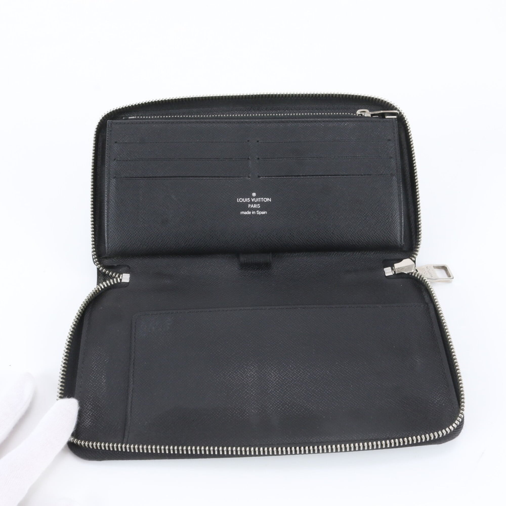 Louis Vuitton Black Leather Coated Canvas Long Wallet (Bi-Fold) (Pre-Owned)