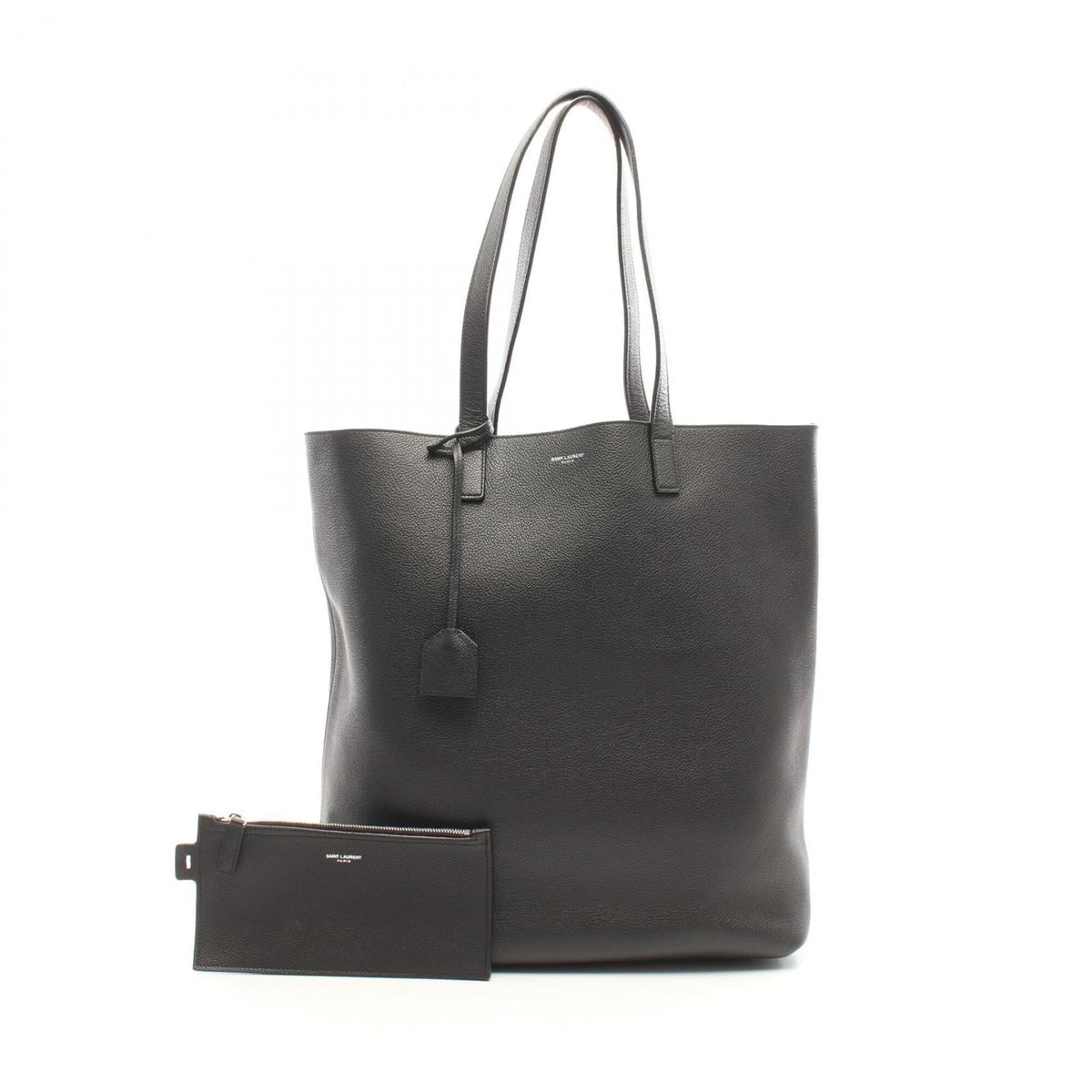 Saint Laurent Black Leather Handbag Pouch Tote Bag (Pre-Owned)