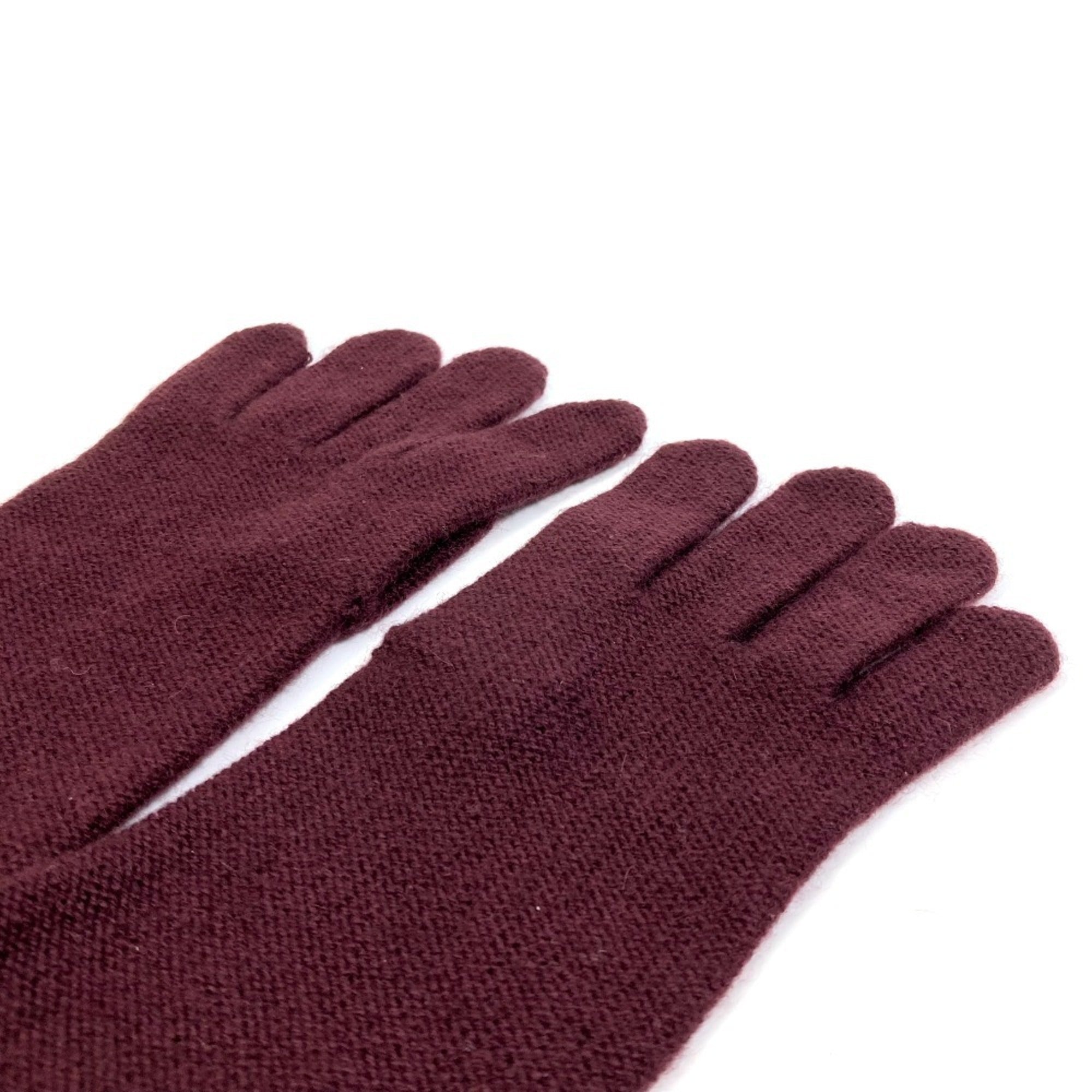 Hermes Bordeaux Cashmere Warm Gloves (Pre-Owned)