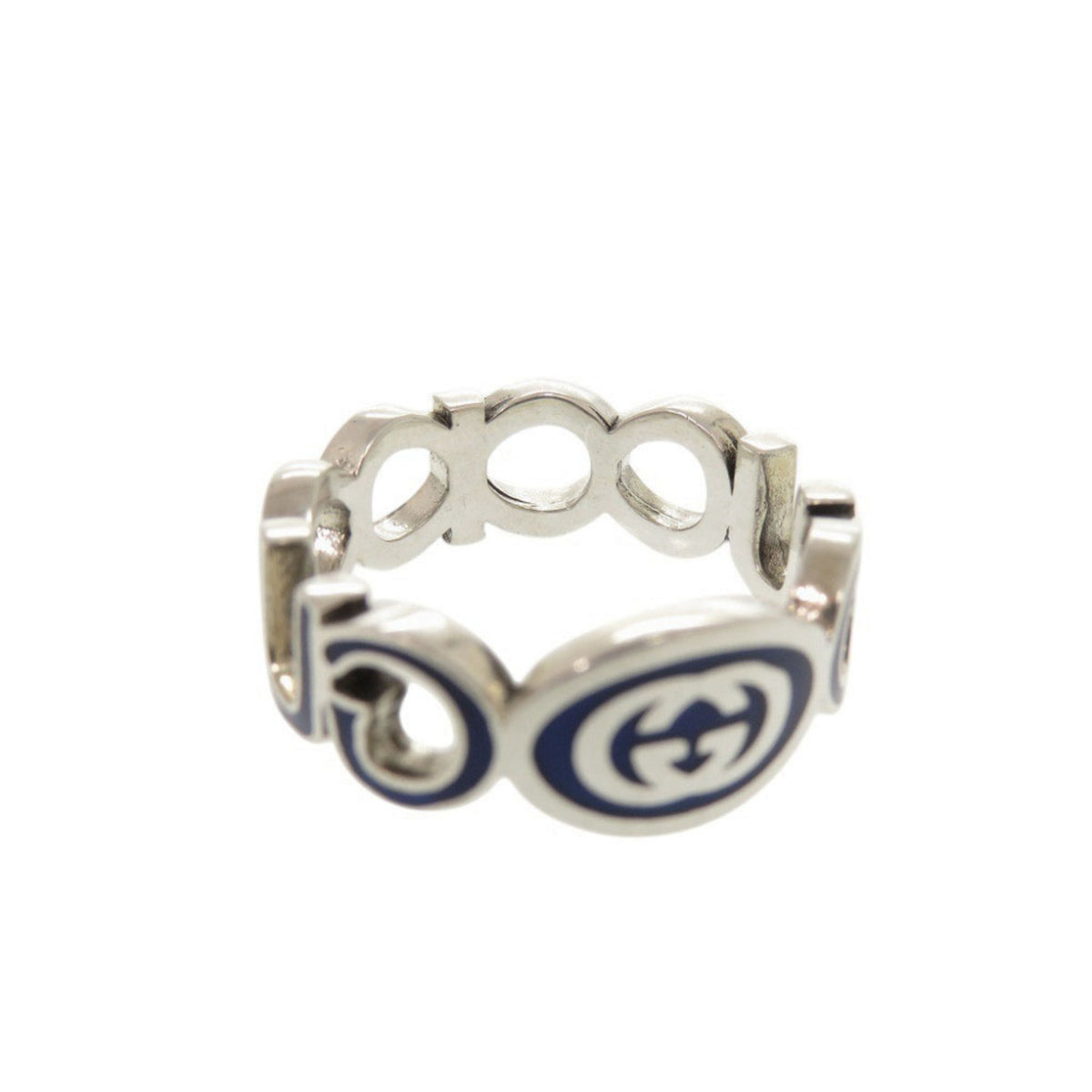 Gucci Silver Blue Silver 925 Band Ring (Pre-Owned)