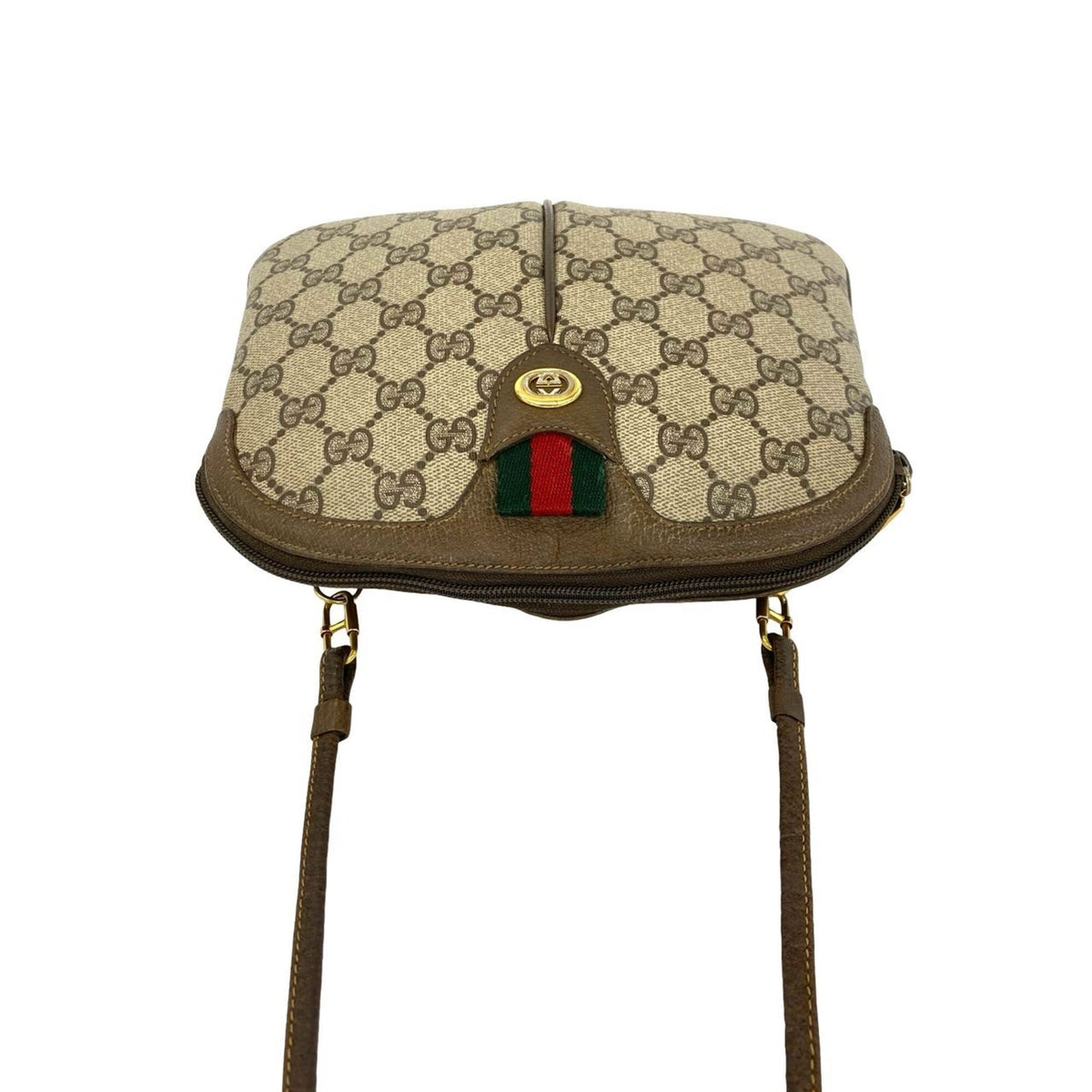 Gucci Brown Green Red Color Leather Pvc Pochette Shoulder Bag (Pre-Owned)