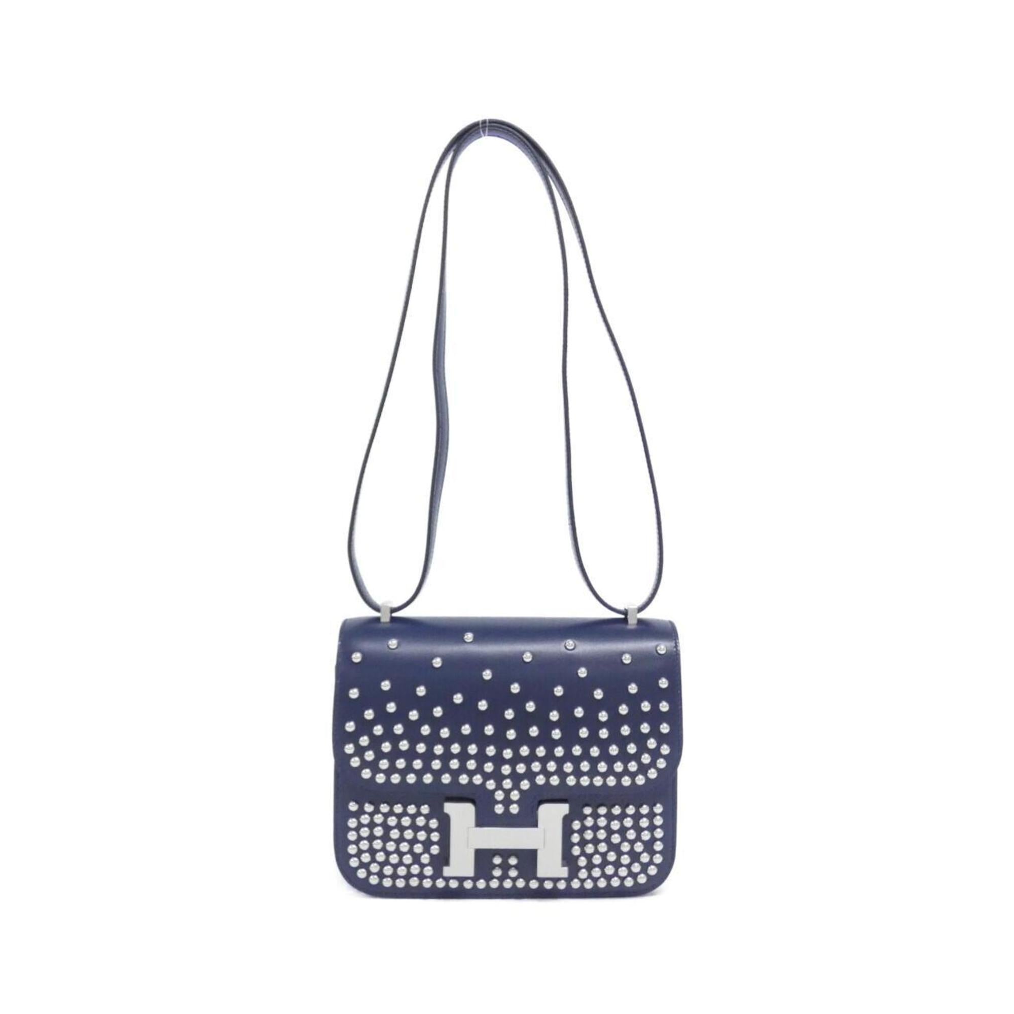 Hermes Constance Blue Box Calf Leather Shoulder Bag (Pre-Owned)