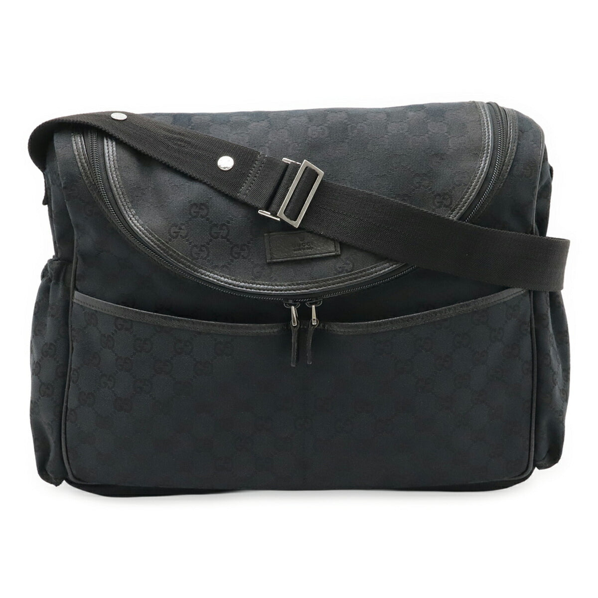 Gucci Black Gg Canvas Leather Shoulder Bag (Pre-Owned)