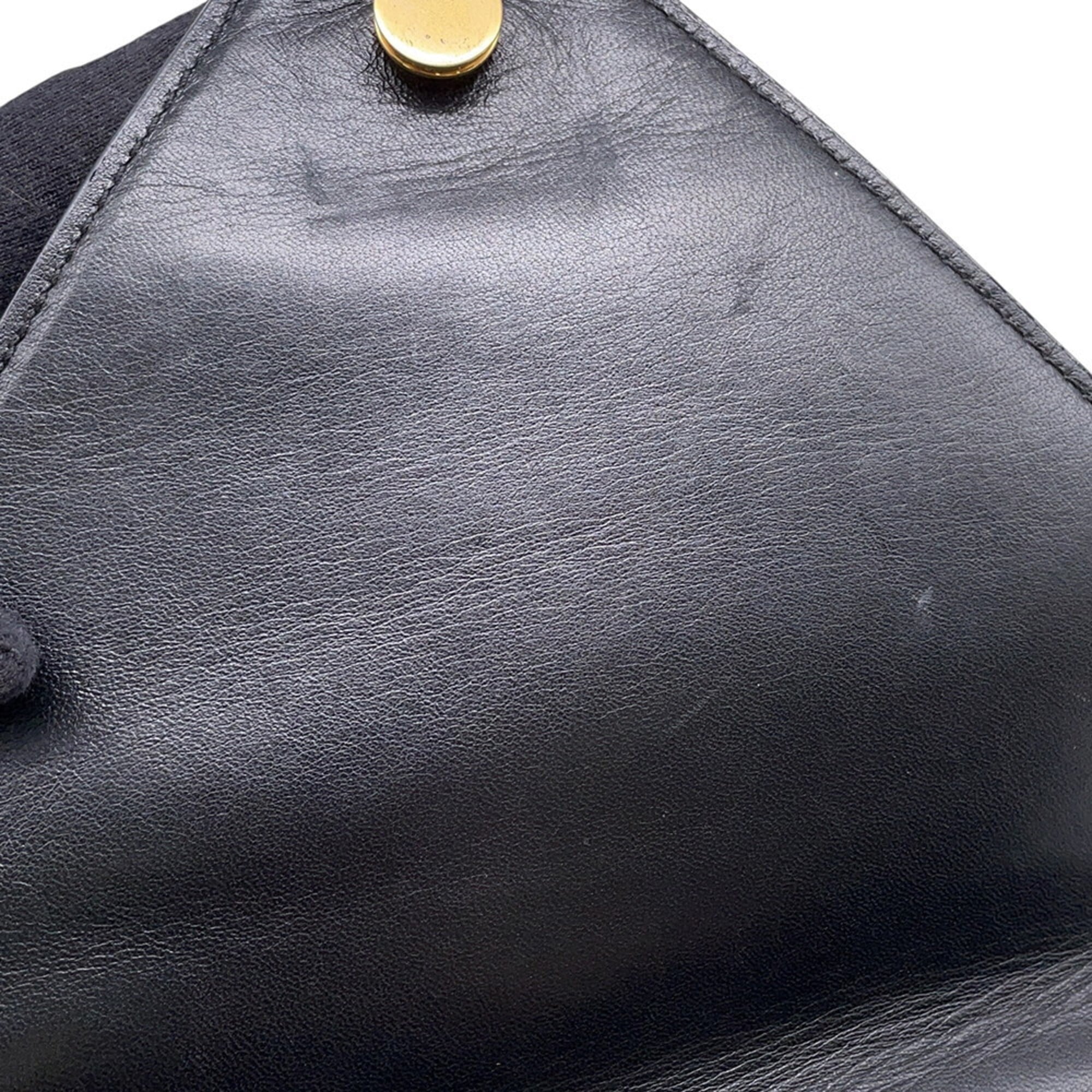 Bottega Veneta Black Leather Handbag Shoulder Bag (Pre-Owned)
