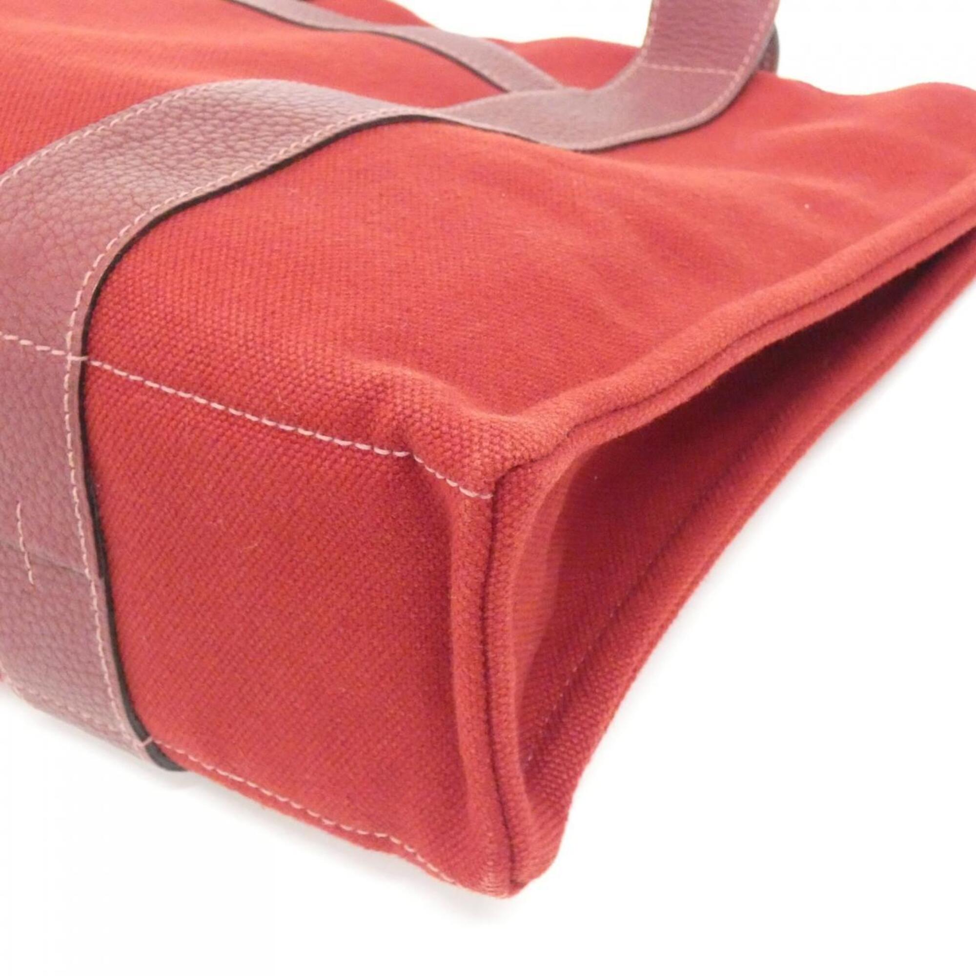 Hermes Rouge H Canvas Handbag (Pre-Owned)
