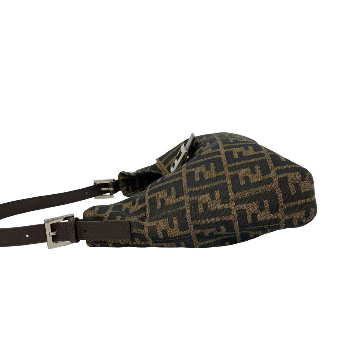 Fendi Black Brown Canvas Leather Handbag Shoulder Bag (Pre-Owned)