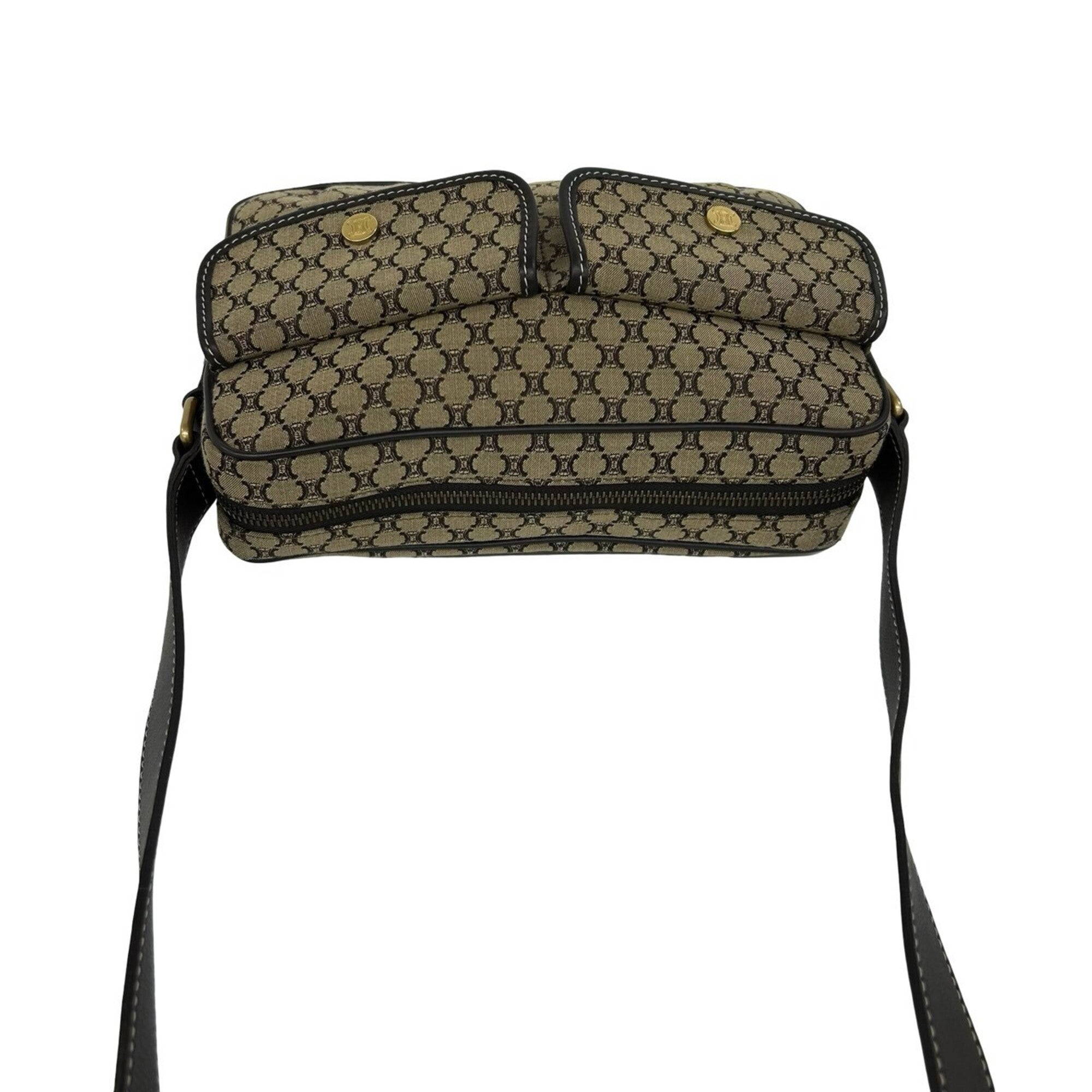 Celine Brown Canvas Leather Pochette Shoulder Bag (Pre-Owned)
