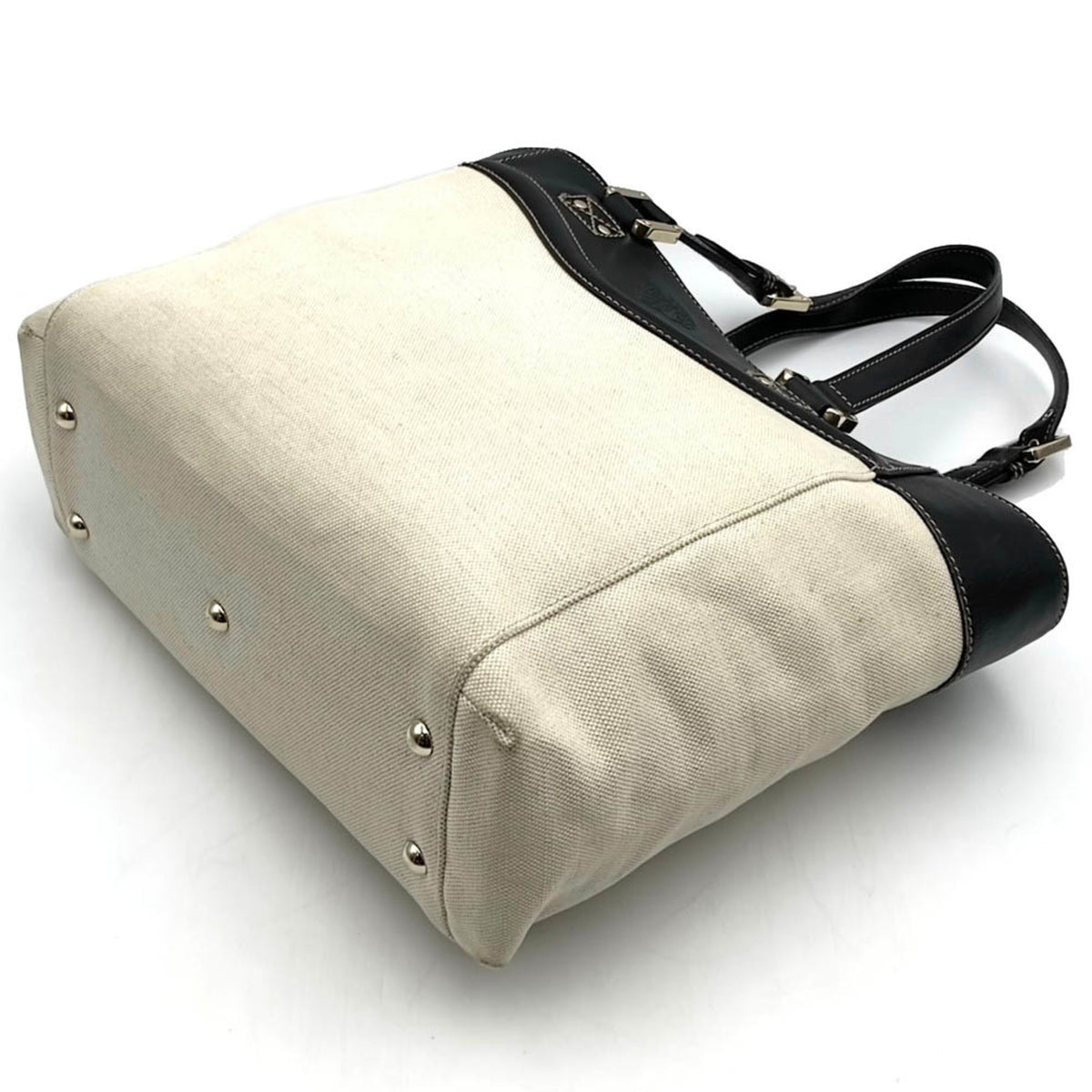 Gucci Beige Canvas Leather Tote Bag (Pre-Owned)