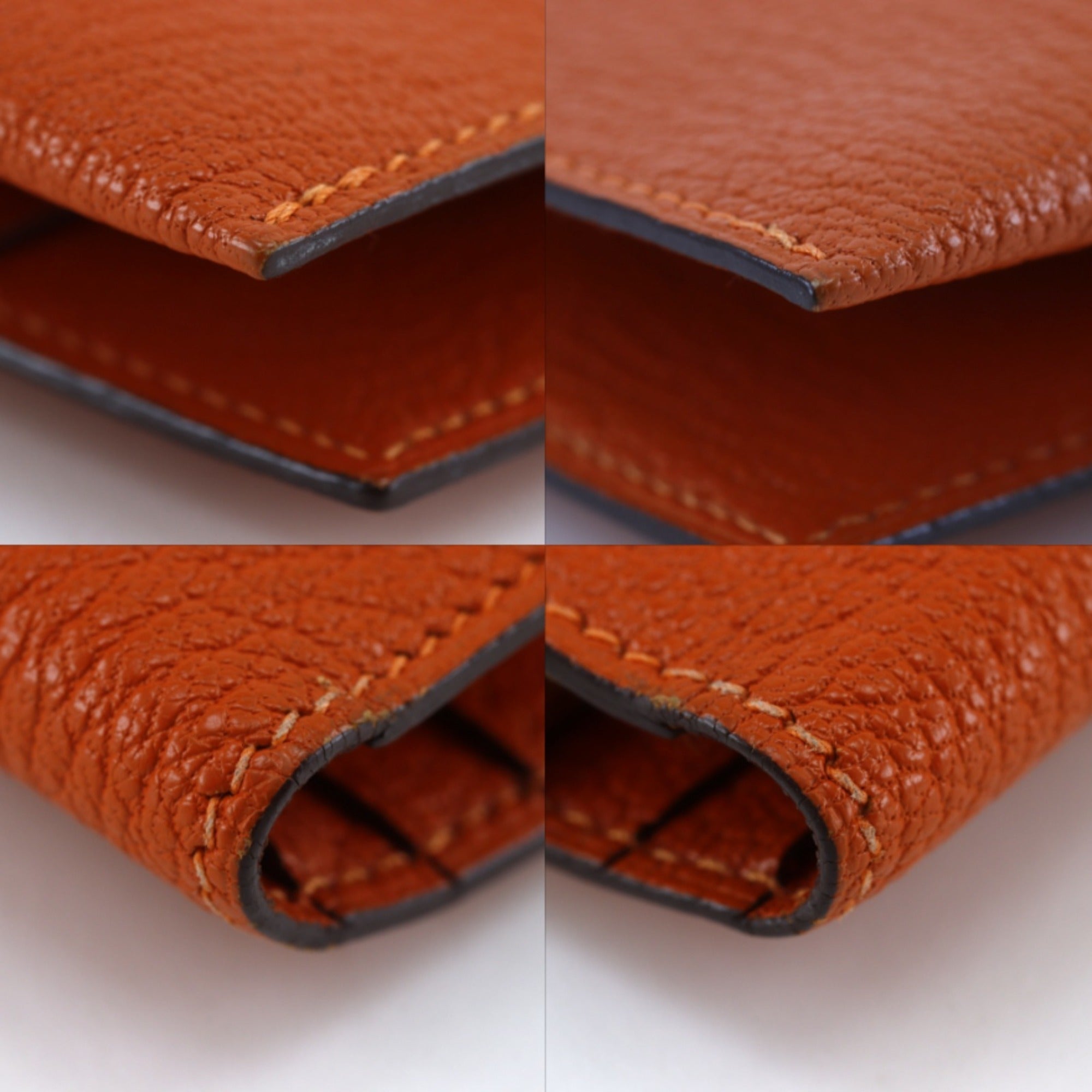 Hermes Orange Chevre Leather Long Wallet (Bi-Fold) (Pre-Owned)