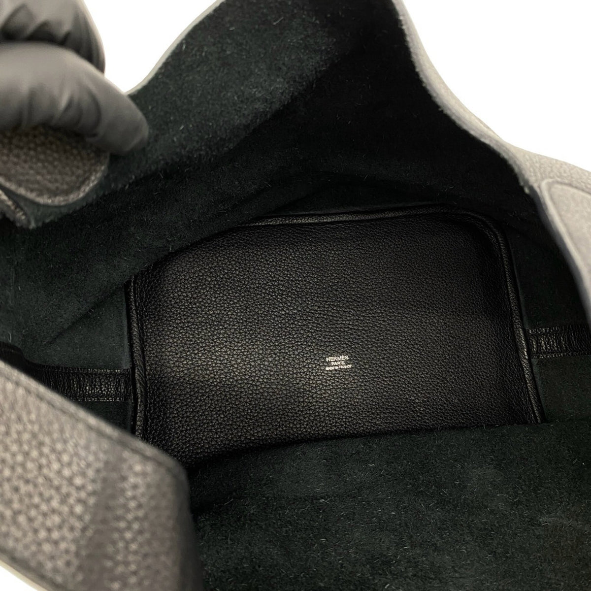 Hermes Black Taurillon Clemence Leather Handbag Tote Bag (Pre-Owned)