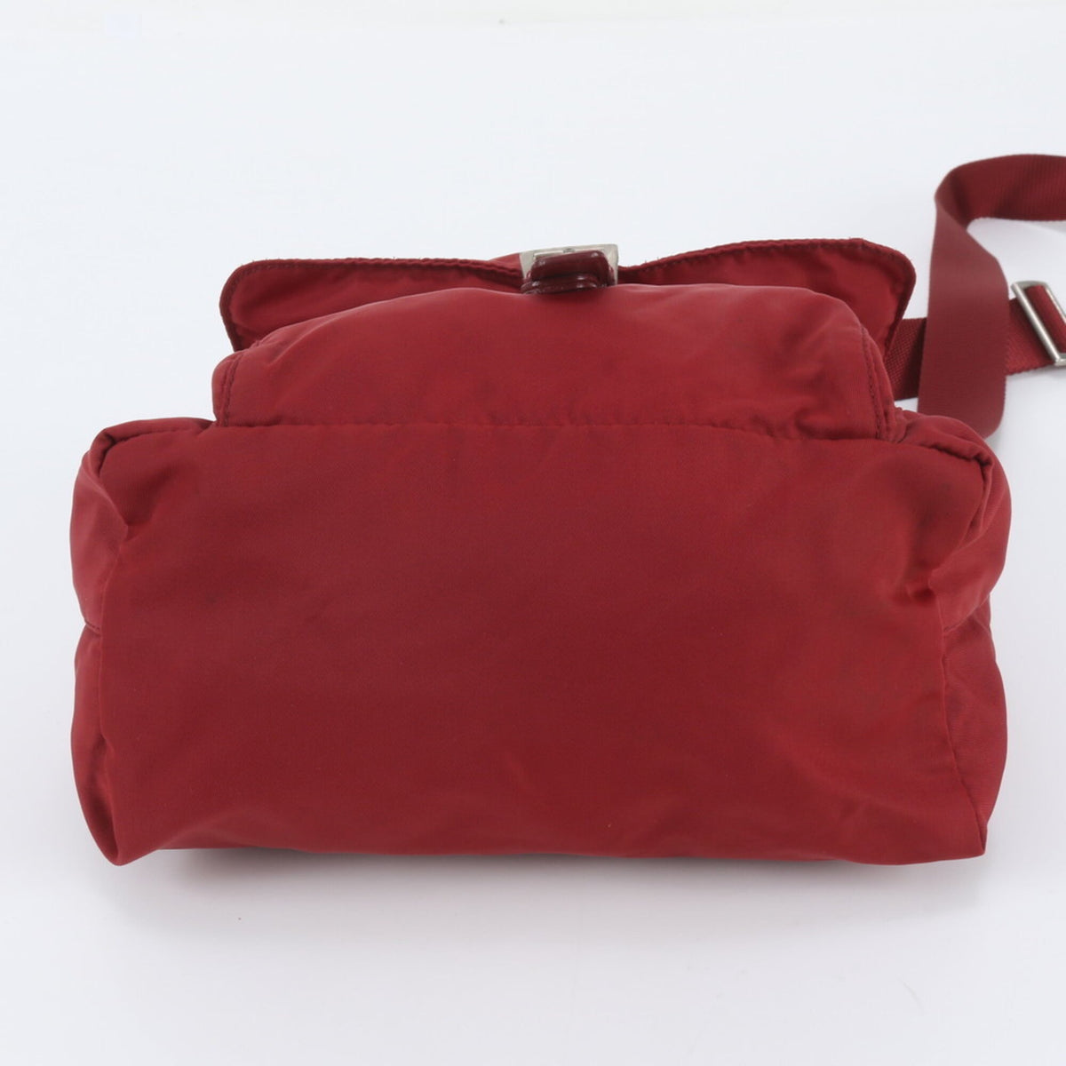 Prada Red Color Wine Leather Nylon Shoulder Bag (Pre-Owned)