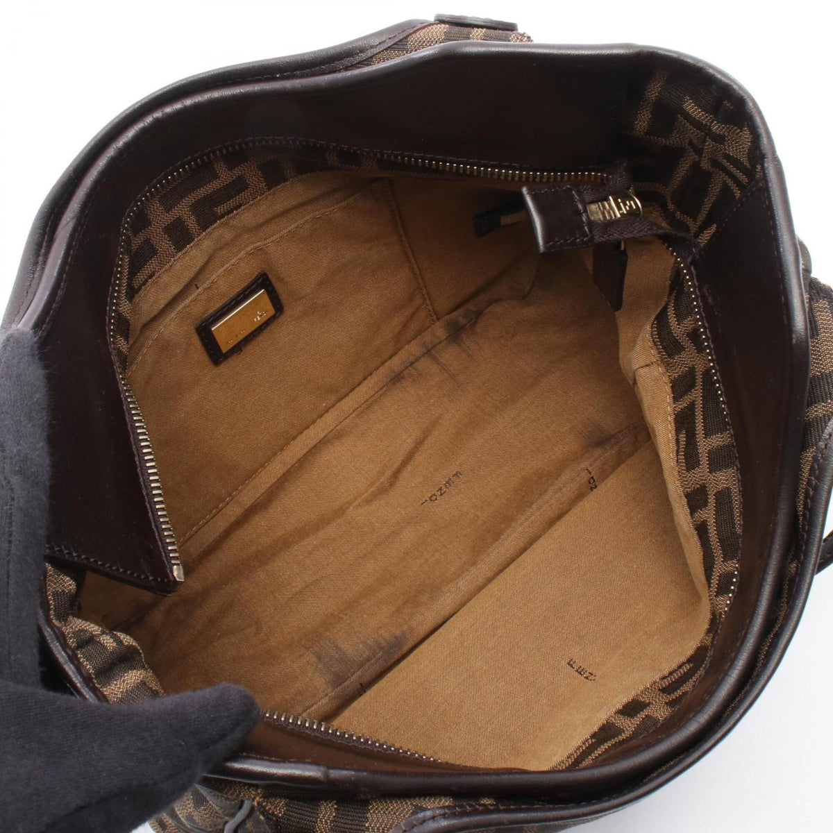 Fendi Brown Canvas Leather Handbag Tote Bag (Pre-Owned)