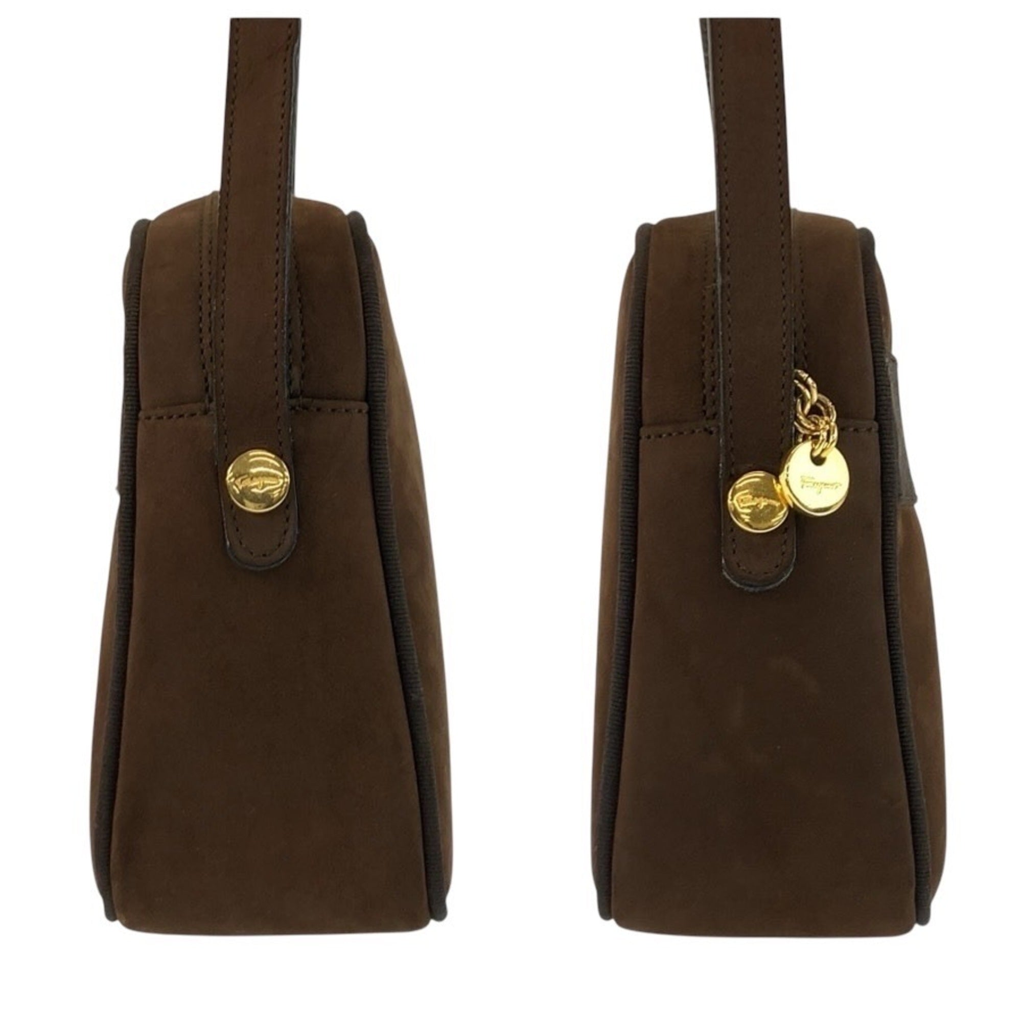 Salvatore Ferragamo Brown Suede Pochette Shoulder Bag (Pre-Owned)