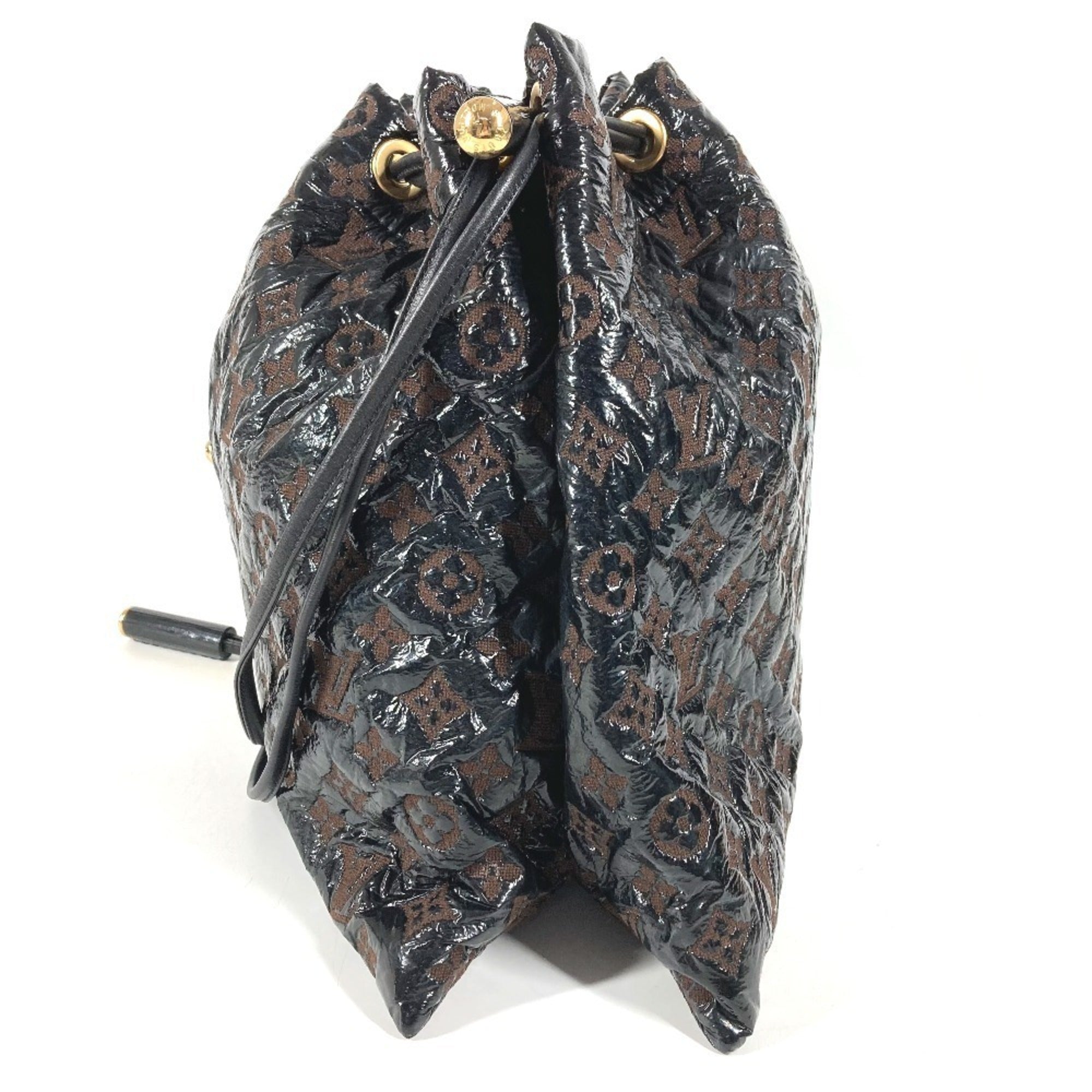 Louis Vuitton Black Brown Leather Canvas Vinyl Shoulder Bag Tote Bag (Pre-Owned)