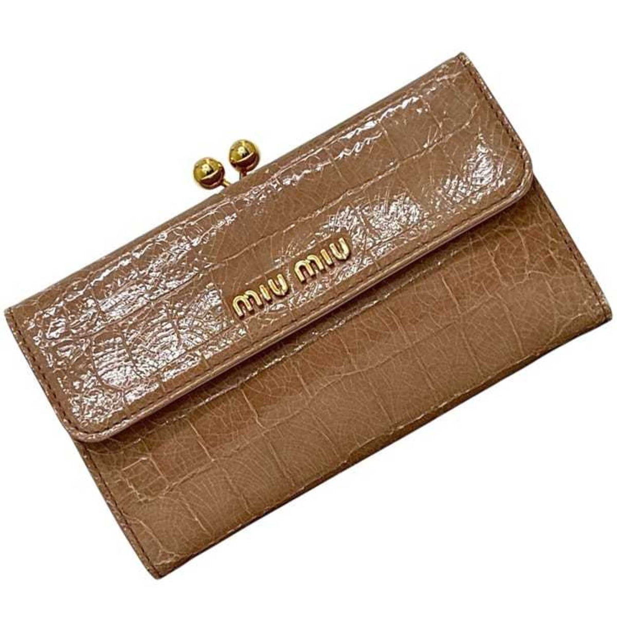Miu Miu Beige Patent Leather Wallet (Bi-Fold) (Pre-Owned)