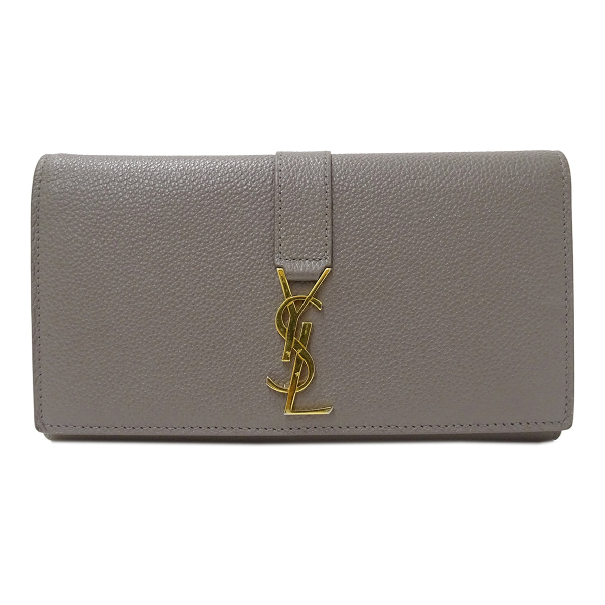 Saint Laurent Gray Leather Long Wallet (Bi-Fold) (Pre-Owned)