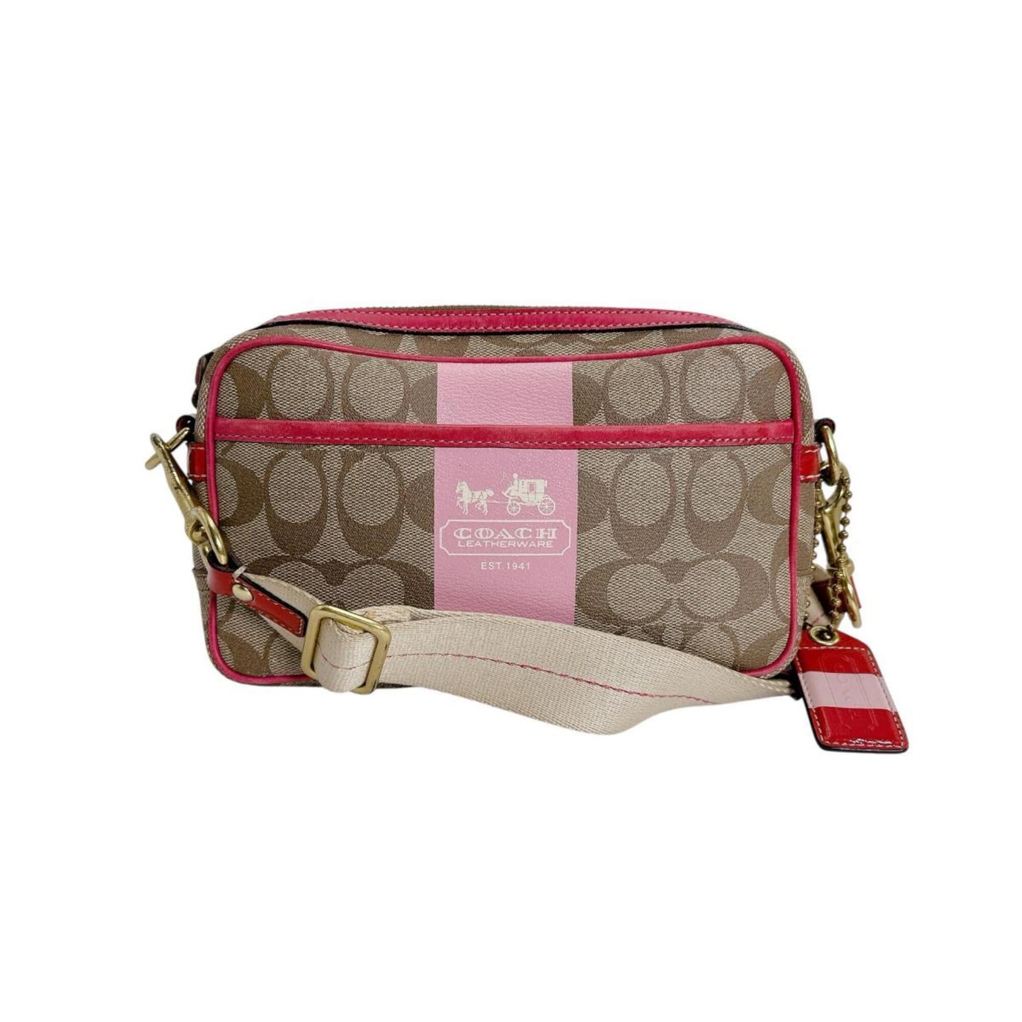 Coach Beige Leather Shoulder Bag Sling Bag (Pre-Owned)