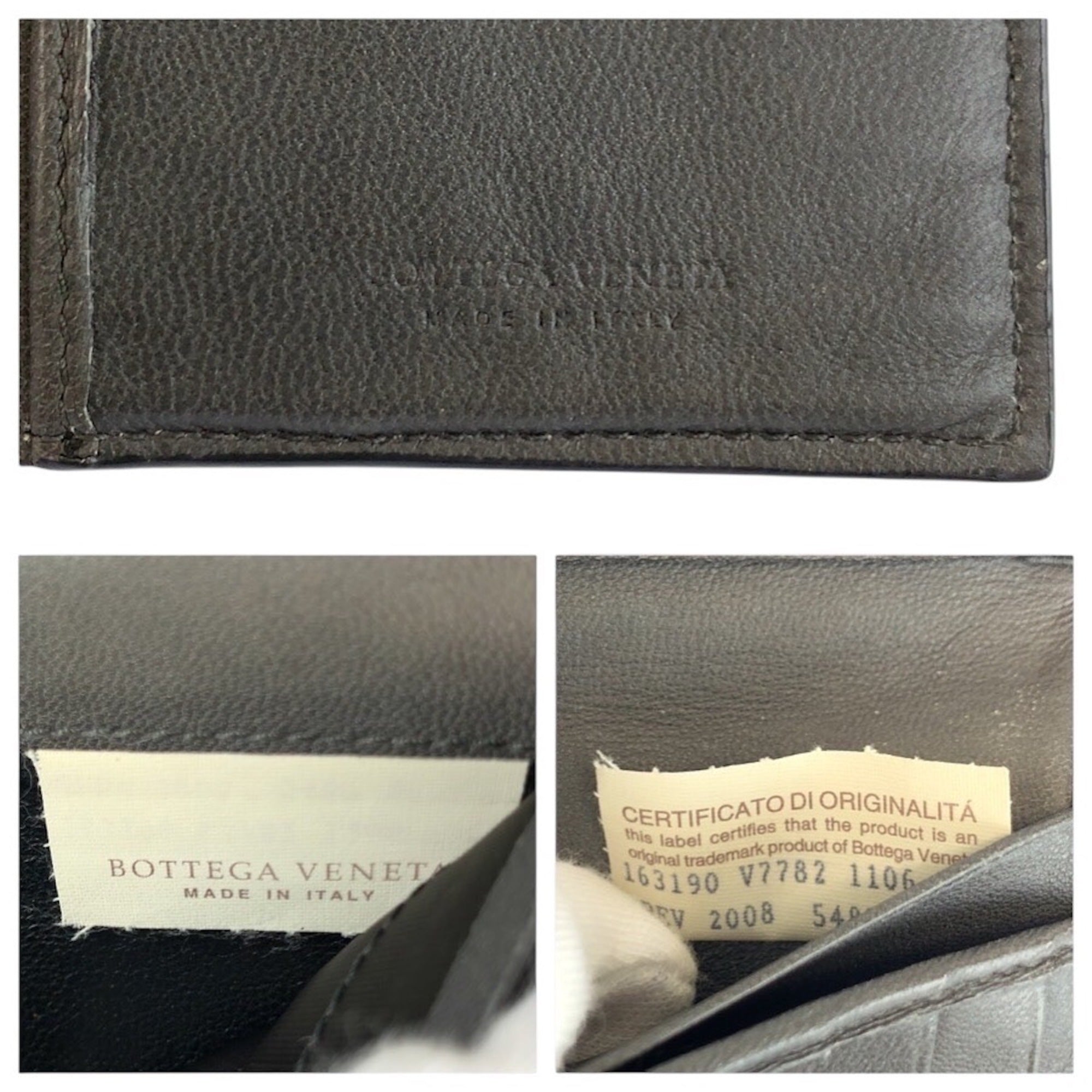 Bottega Veneta Gray Intrecciato Long Wallet (Bi-Fold) (Pre-Owned)