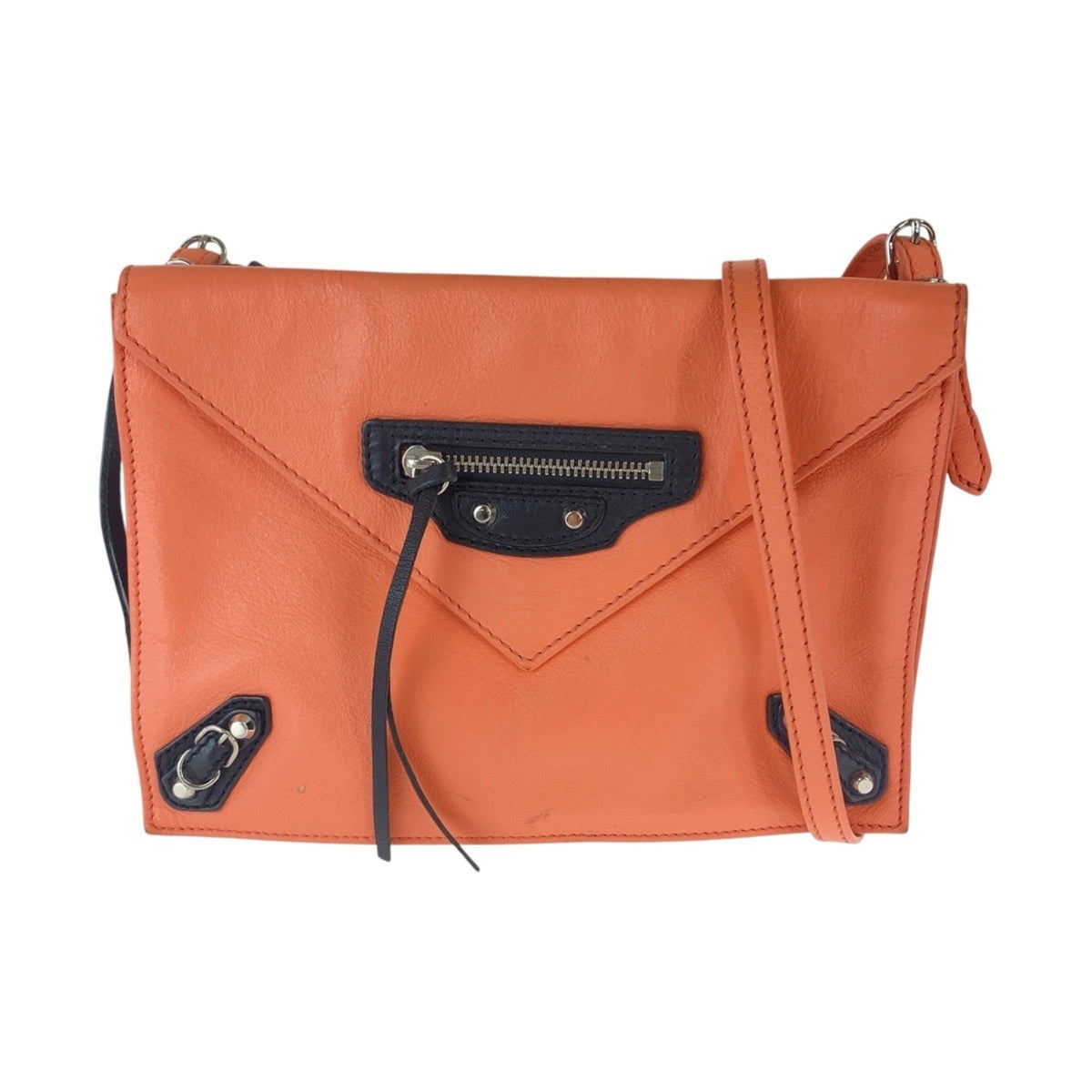 Balenciaga Pink Pink Orange Leather Pochette Shoulder Bag (Pre-Owned)
