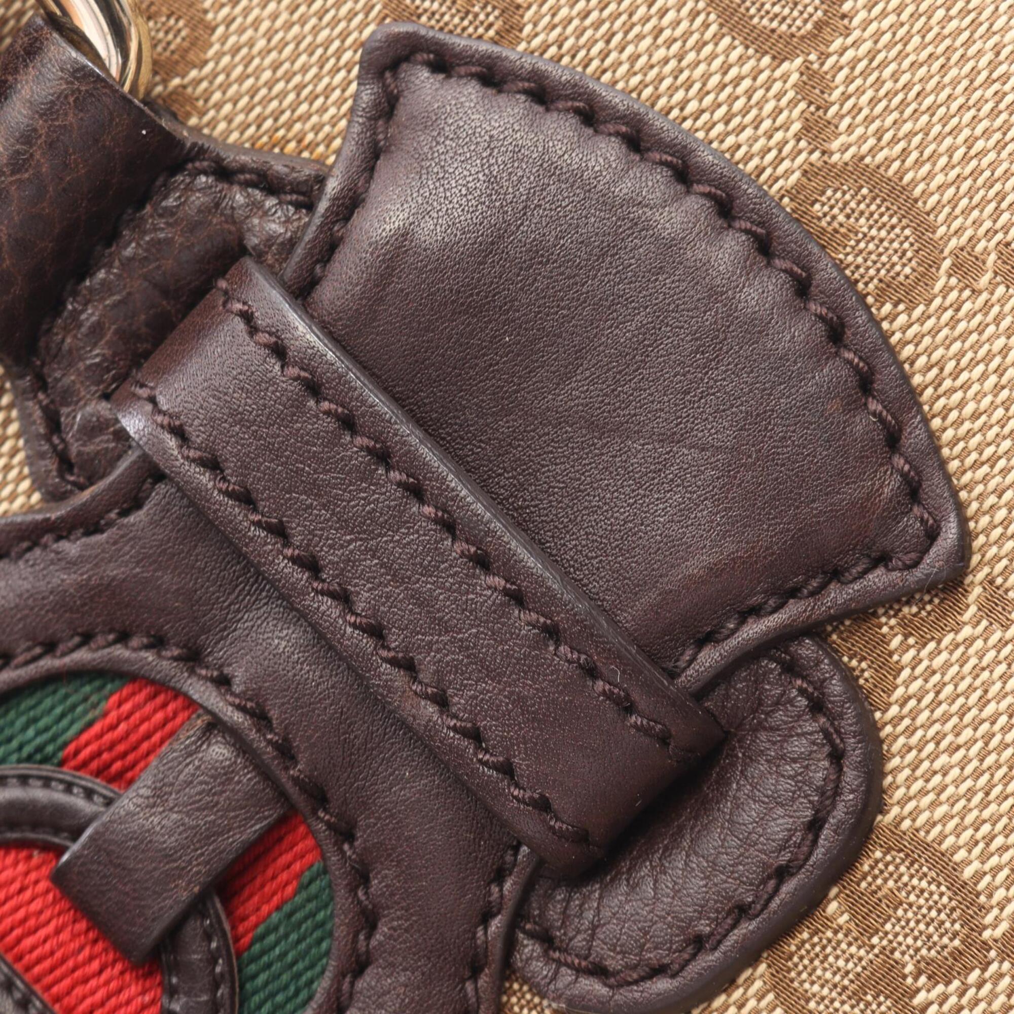 Gucci Beige Brown Multi-Color Canvas Leather Handbag Tote Bag (Pre-Owned)