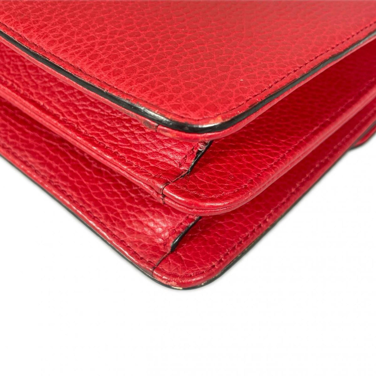 Gucci Red Color Leather Shoulder Bag (Pre-Owned)