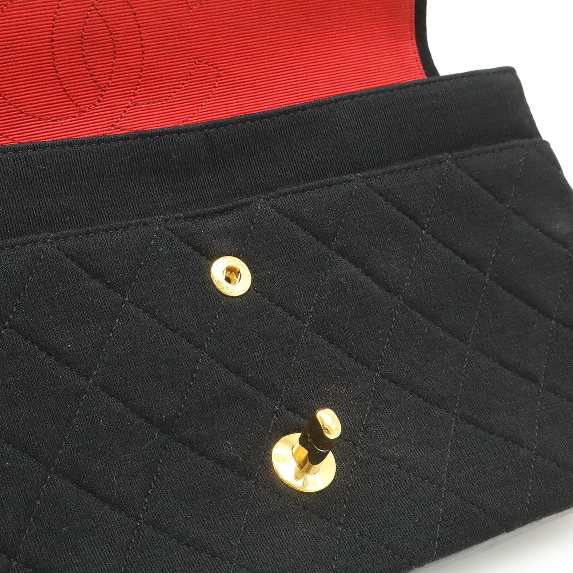 Chanel Matelasse Black Cotton Jacquard Leather Shoulder Bag (Pre-Owned)