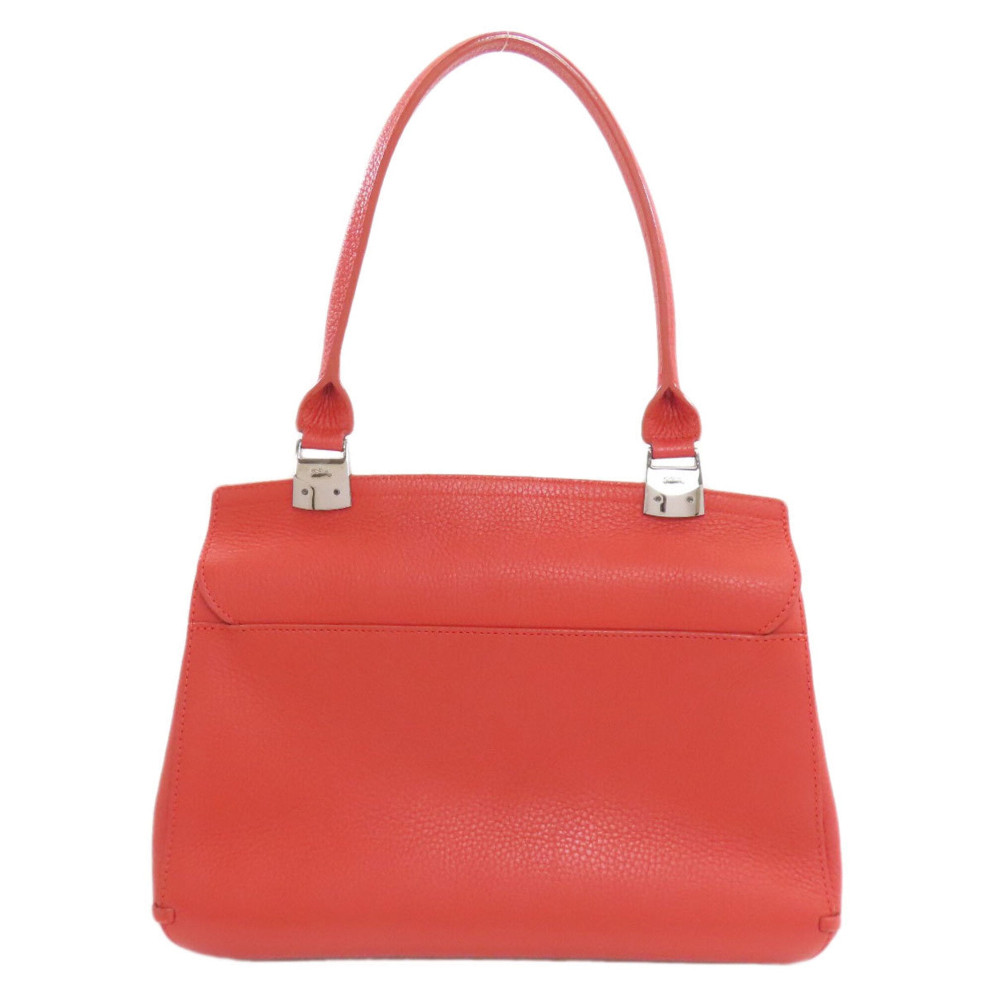 Longchamp Red Color Leather Handbag (Pre-Owned)