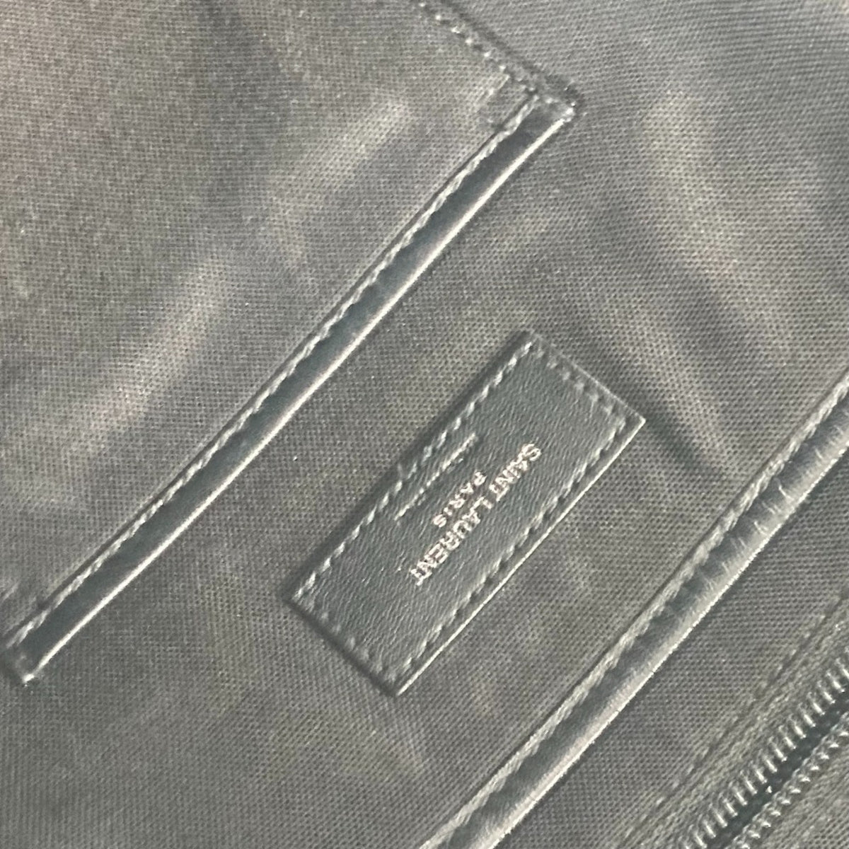 Saint Laurent Beige Black Coated Canvas Leather Backpack (Pre-Owned)