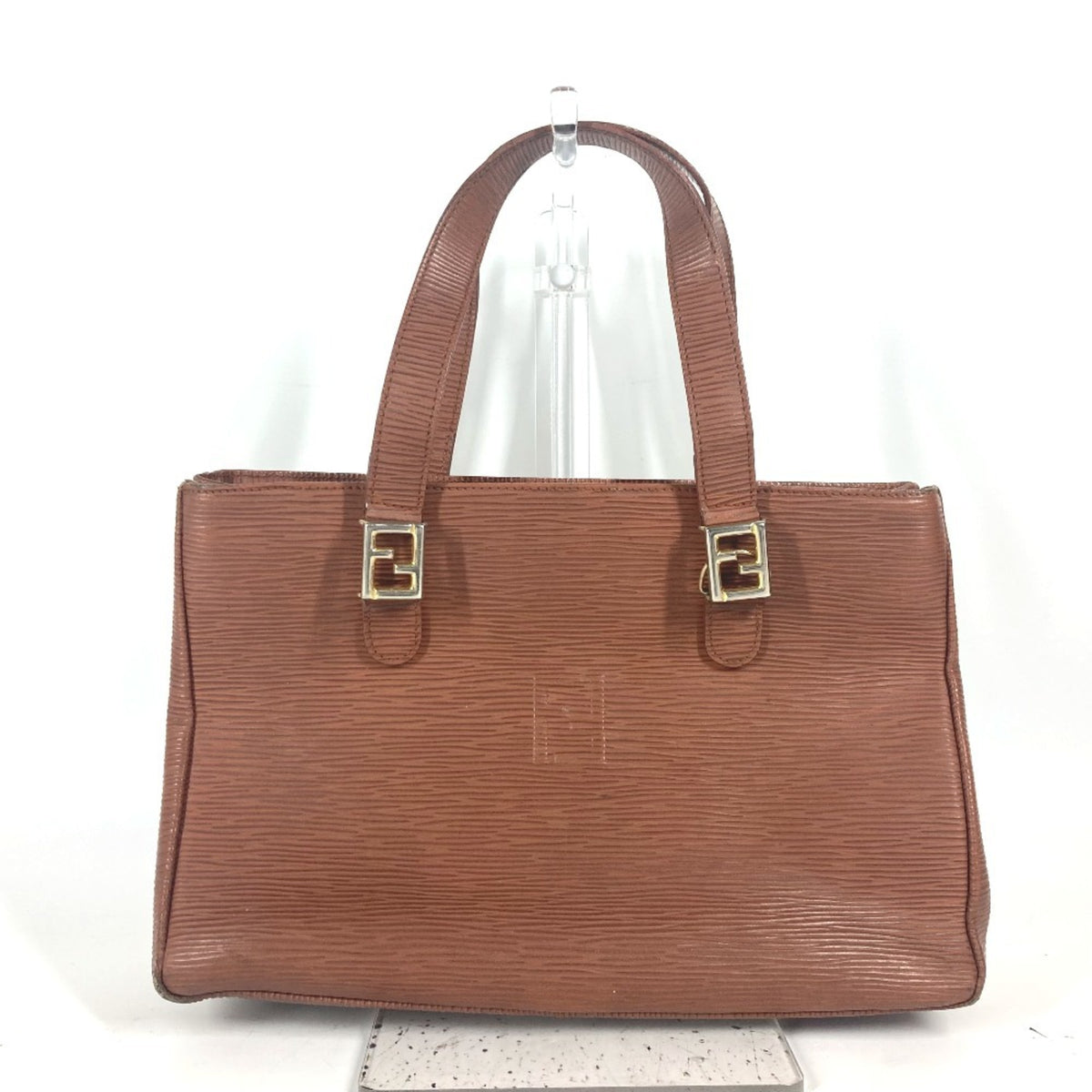 Fendi Brown Leather Handbag Shoulder Bag Tote Bag (Pre-Owned)