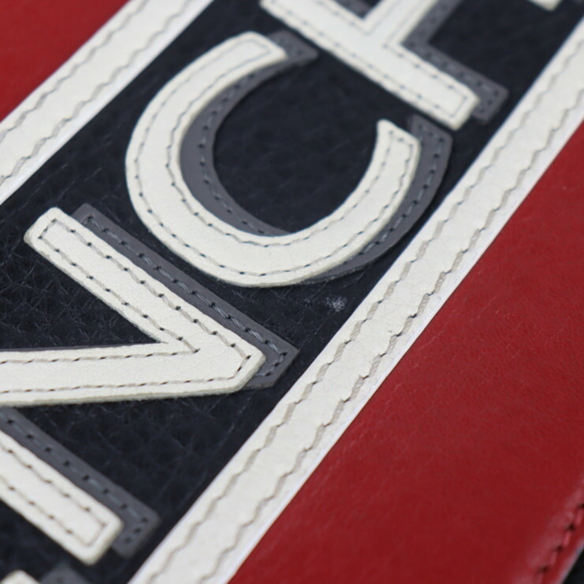 Givenchy Black Red Color White Leather Clutch Bag Handbag Pouch (Pre-Owned)