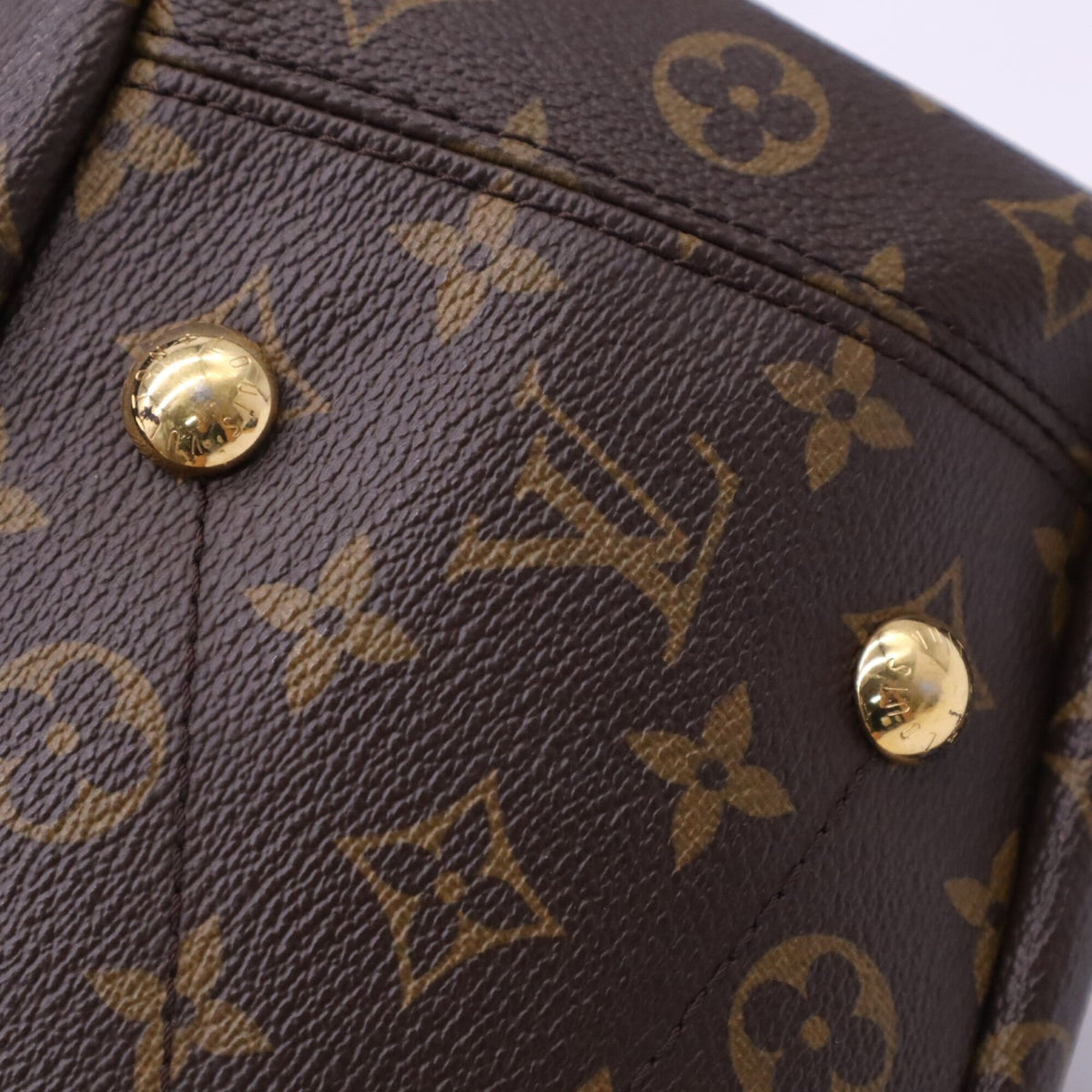 Louis Vuitton Beige Brown Coated Canvas Leather Handbag (Pre-Owned)