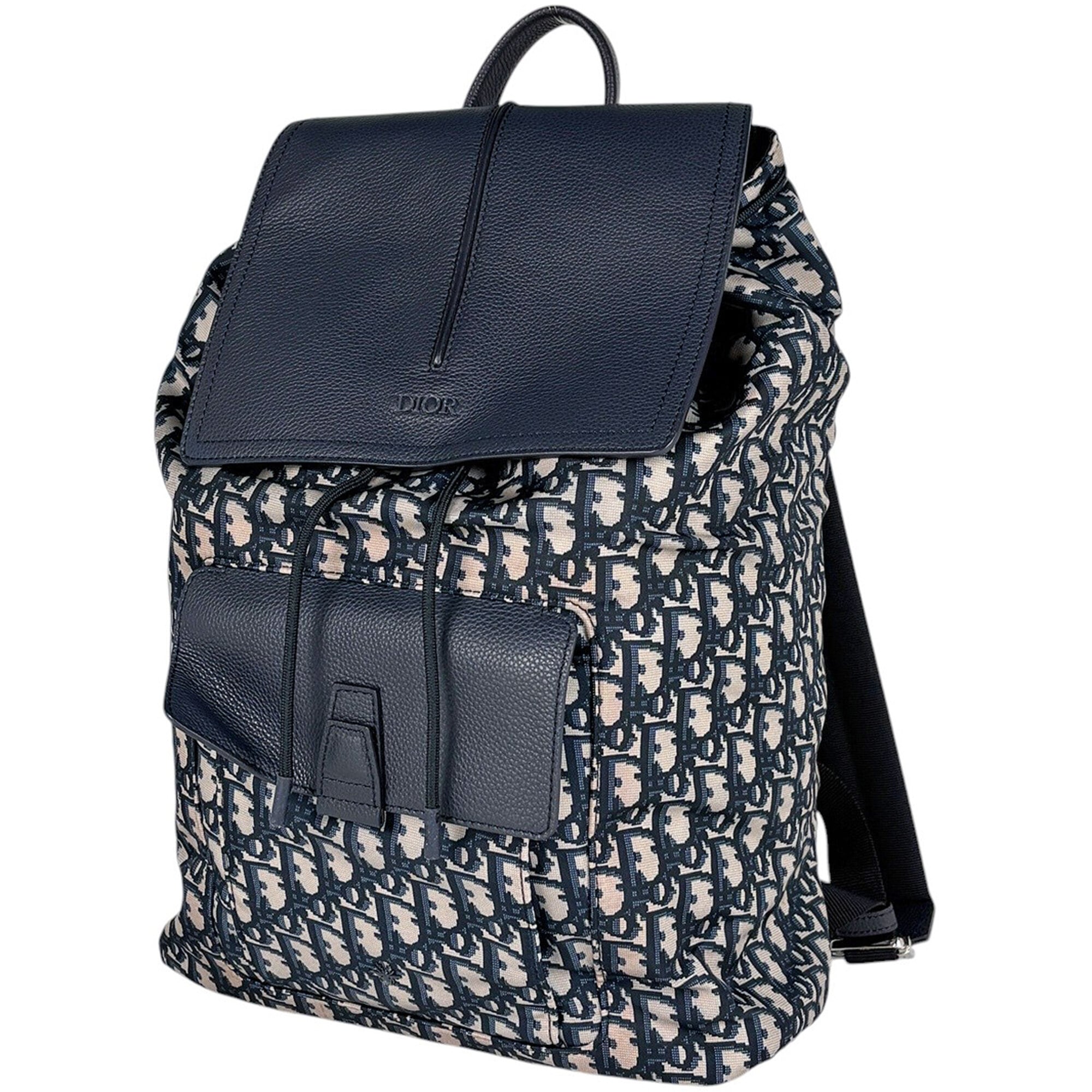 Christian Dior Navy Nylon Leather Backpack (Pre-Owned)