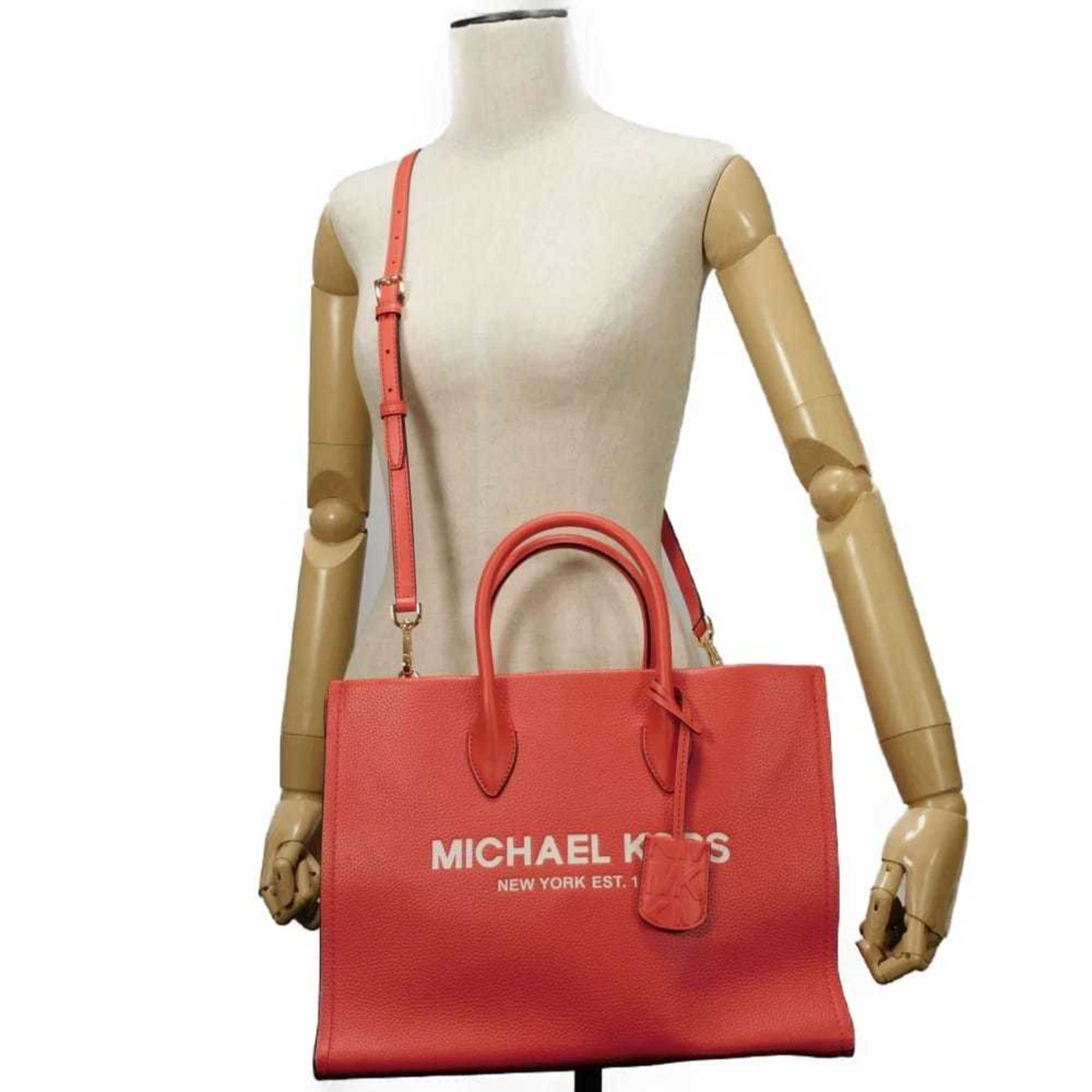 Michael Kors Red Color Leather Shoulder Bag Tote Bag (Pre-Owned)