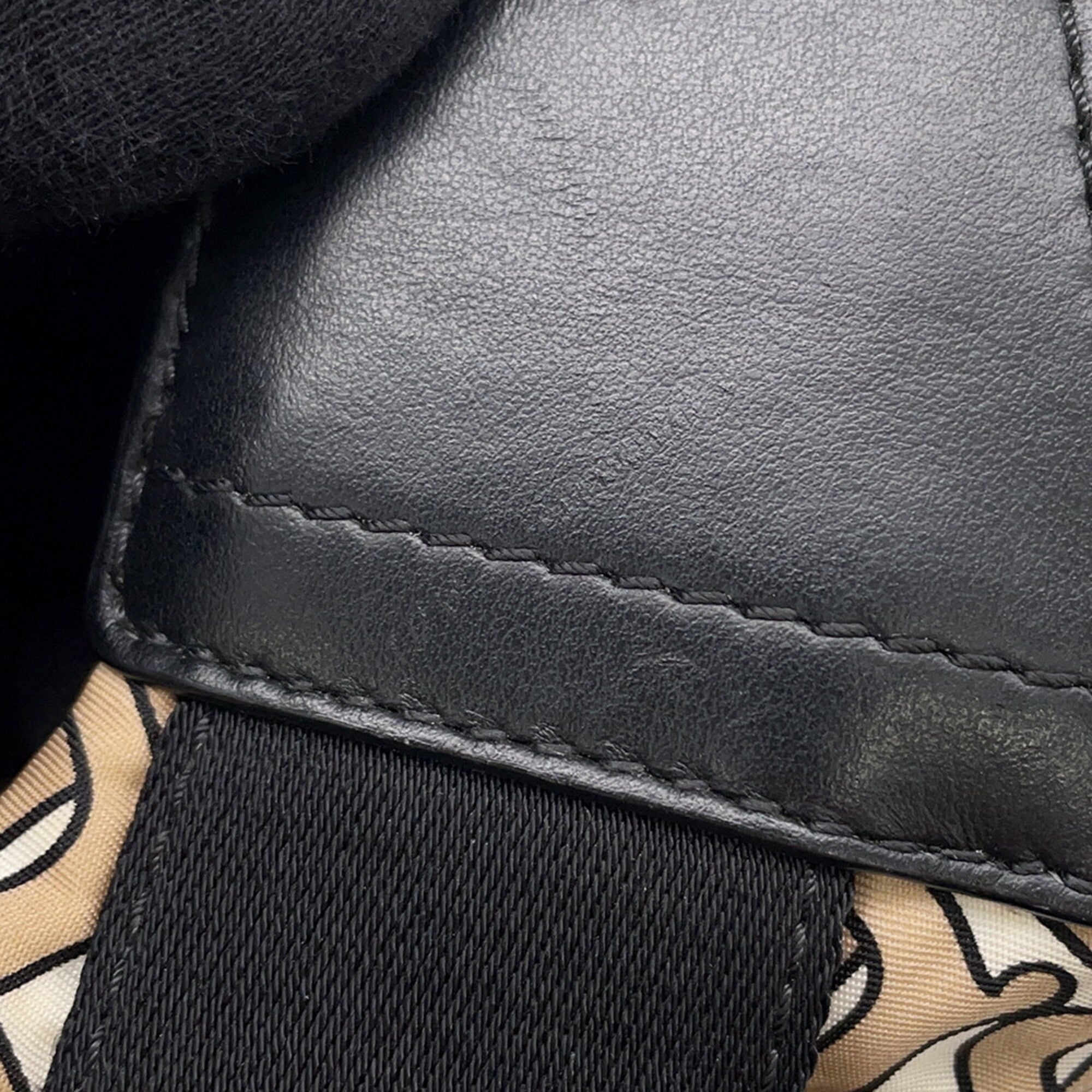 Burberry Beige Black Ivory Nylon Leather Handbag Sling Bag (Pre-Owned)