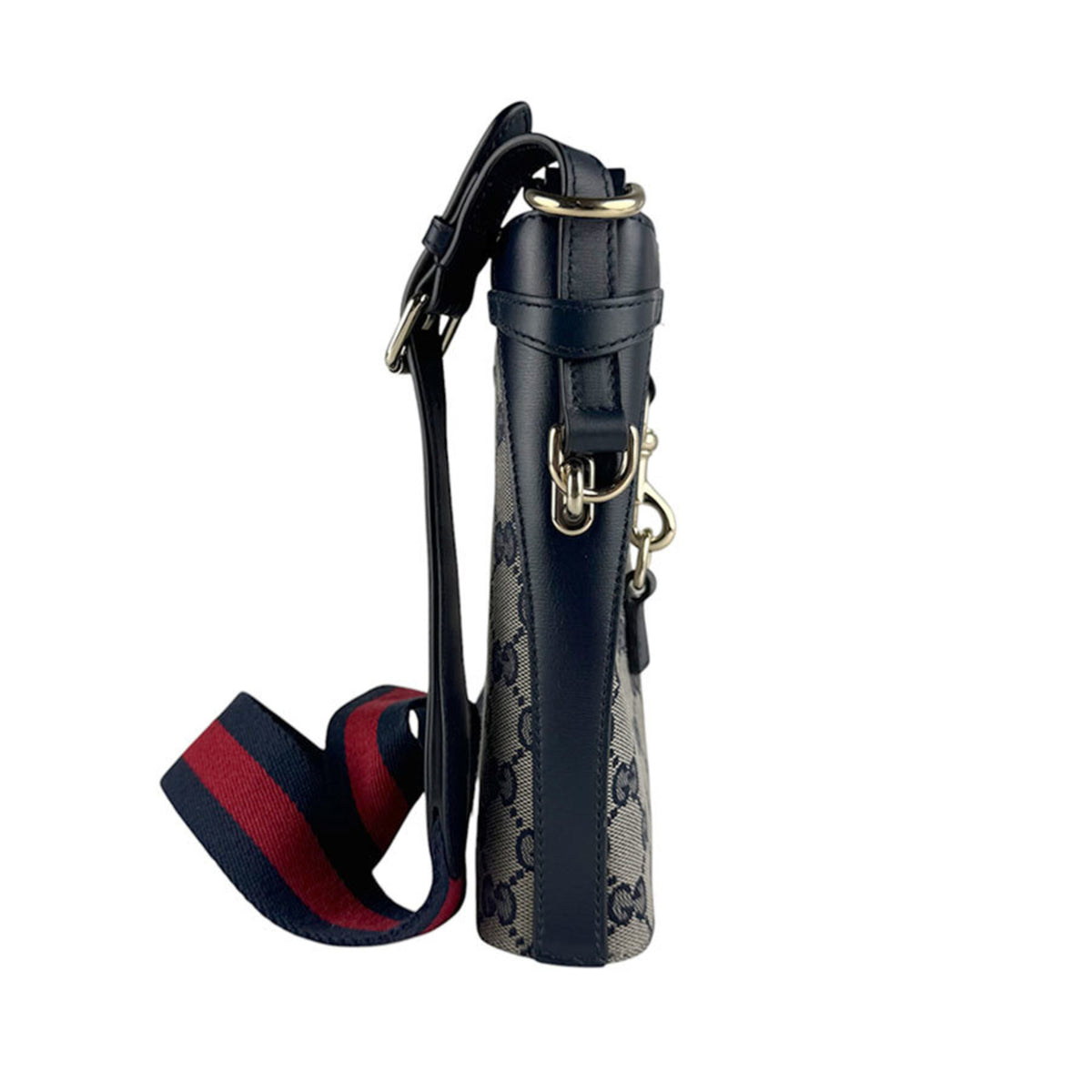 Gucci Navy Red Color Gg Canvas Leather Shoulder Bag (Pre-Owned)