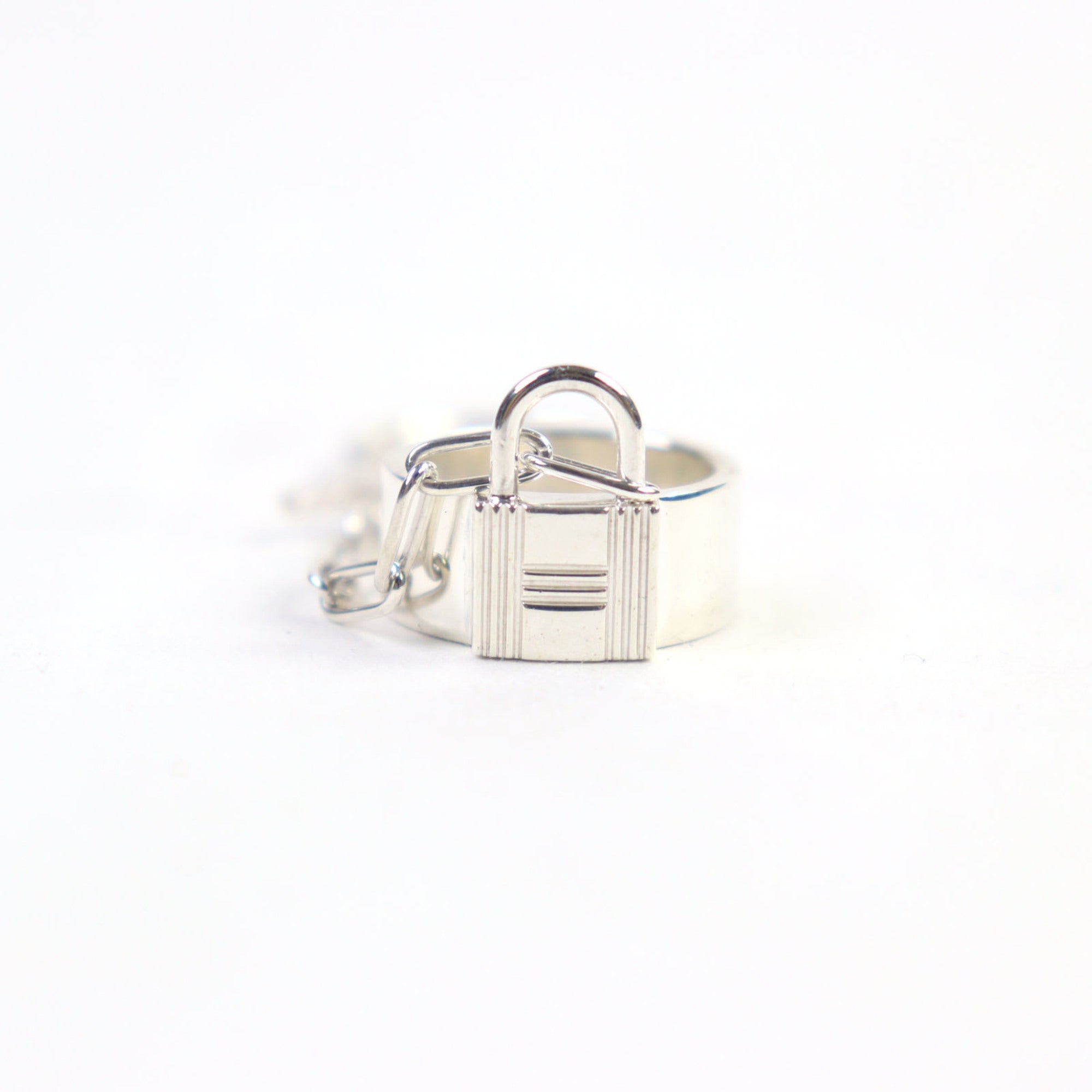 Hermes Silver Silver 925 Band Ring (Pre-Owned)