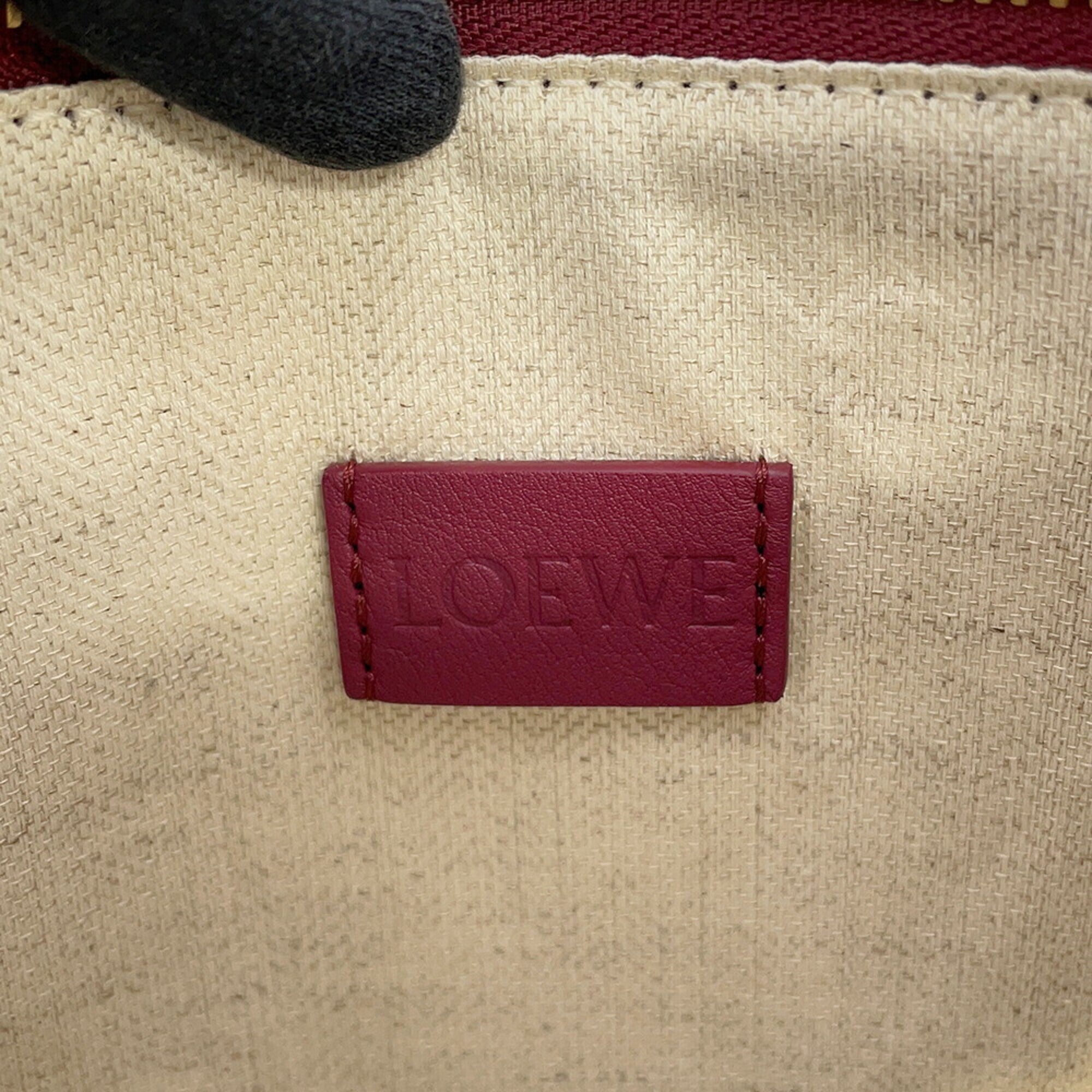 Loewe Bordeaux Leather Clutch Bag Handbag Pouch (Pre-Owned)