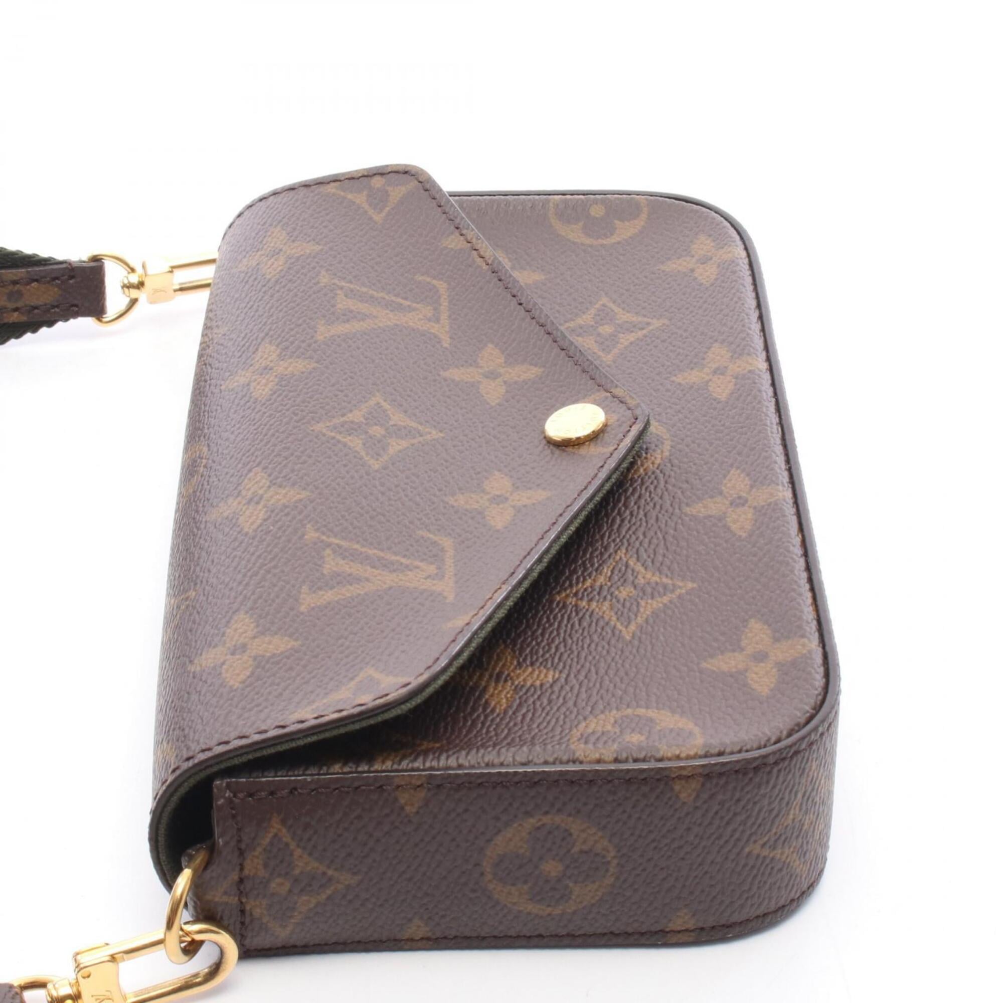 Louis Vuitton Brown Green Monogram Coated Canvas Handbag Pochette Shoulder Bag (Pre-Owned)