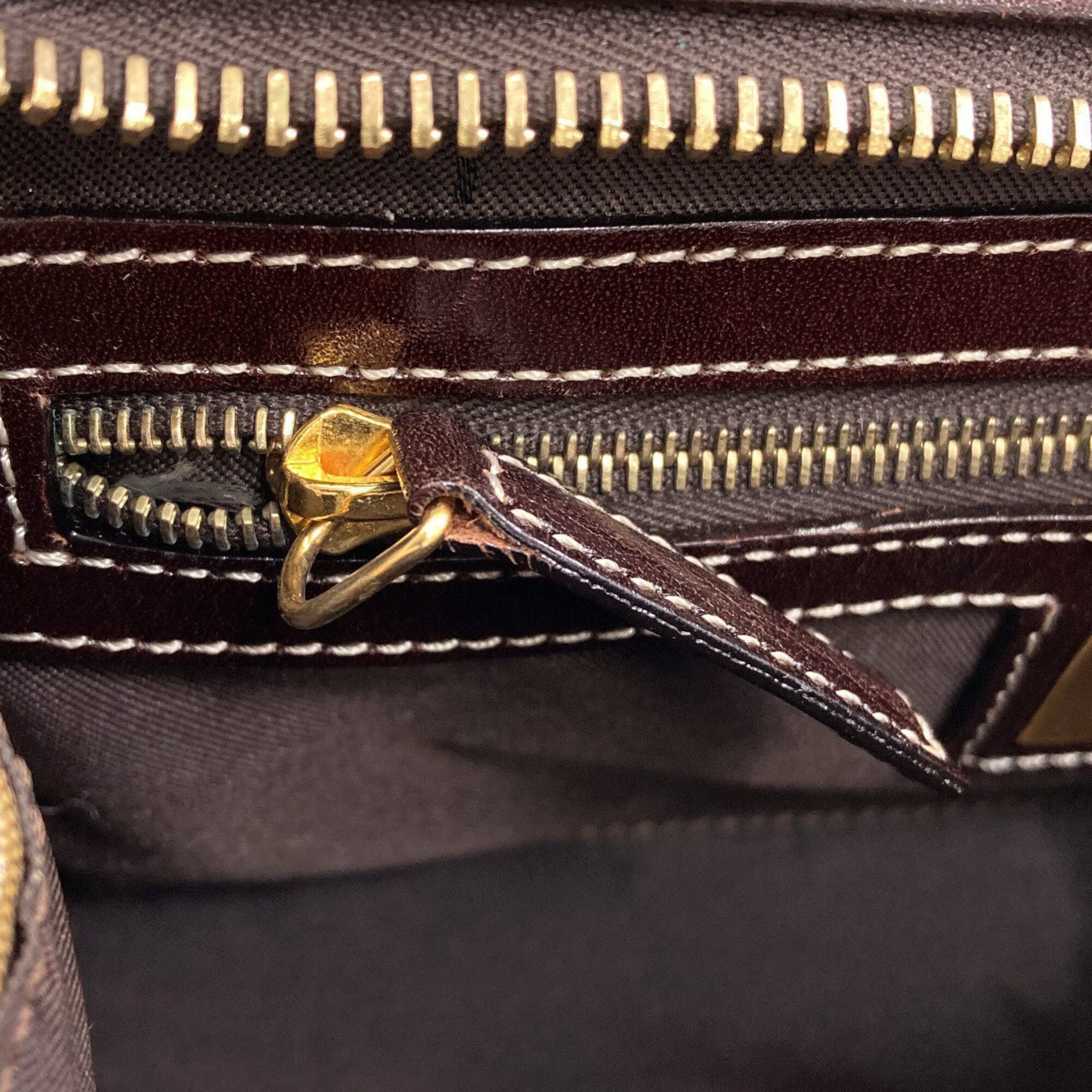 Fendi Zucchino Brown Leather Handbag (Pre-Owned)