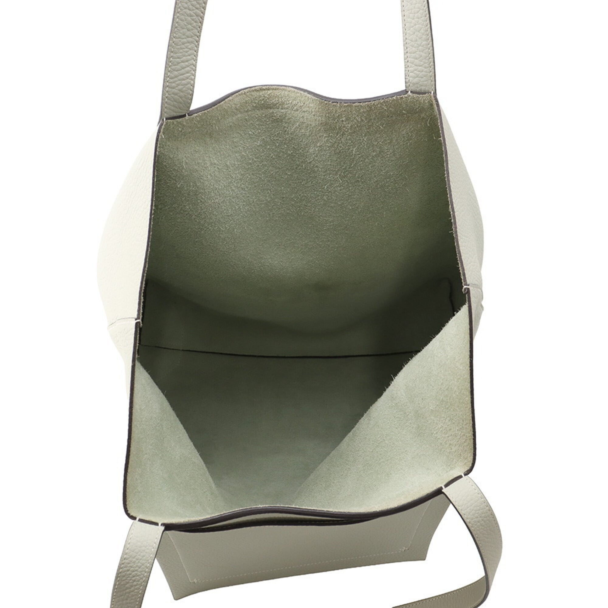 Hermes Light Gray Light Green Taurillon Clemence Leather Handbag Tote Bag (Pre-Owned)