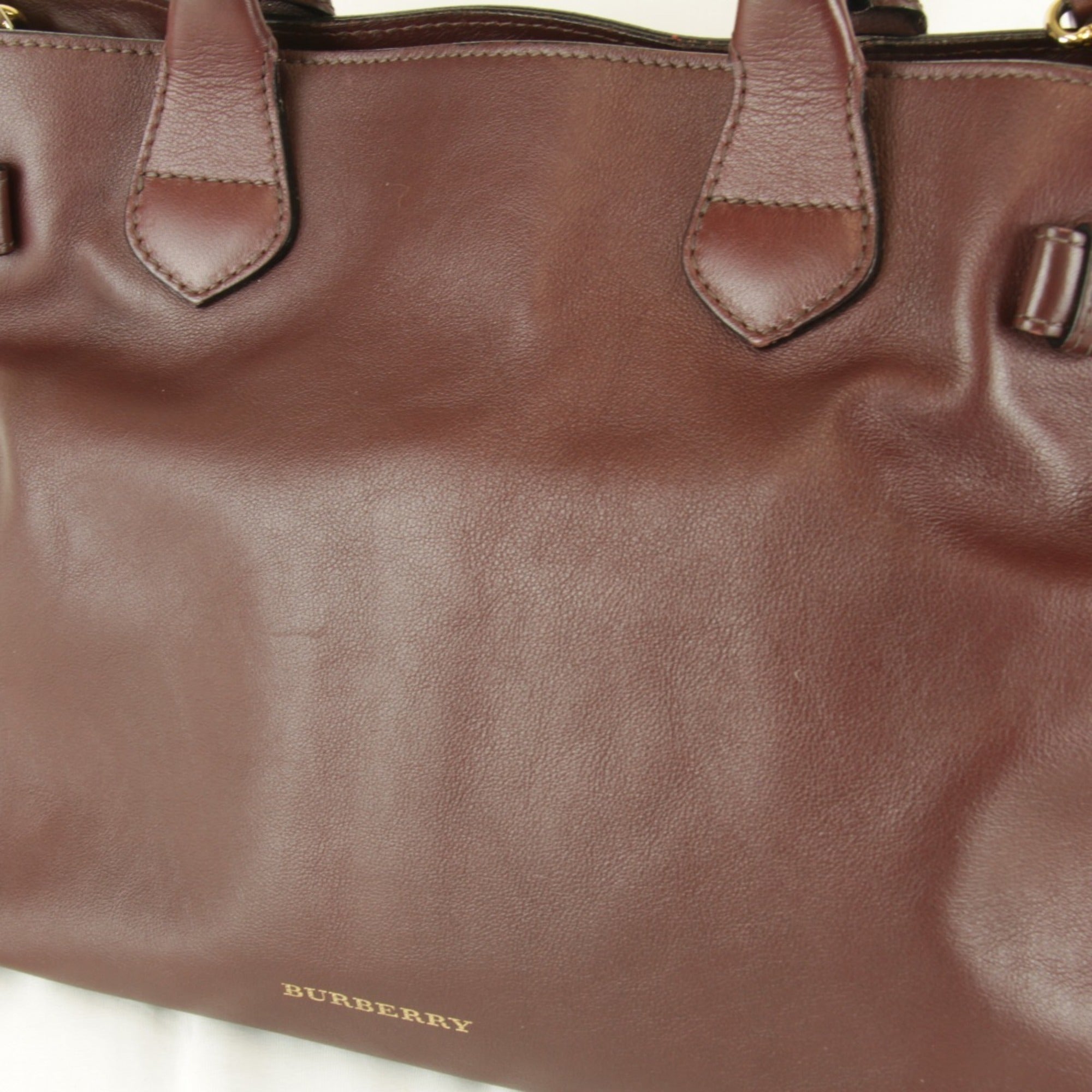 Burberry Brown Leather Canvas Tote Bag (Pre-Owned)