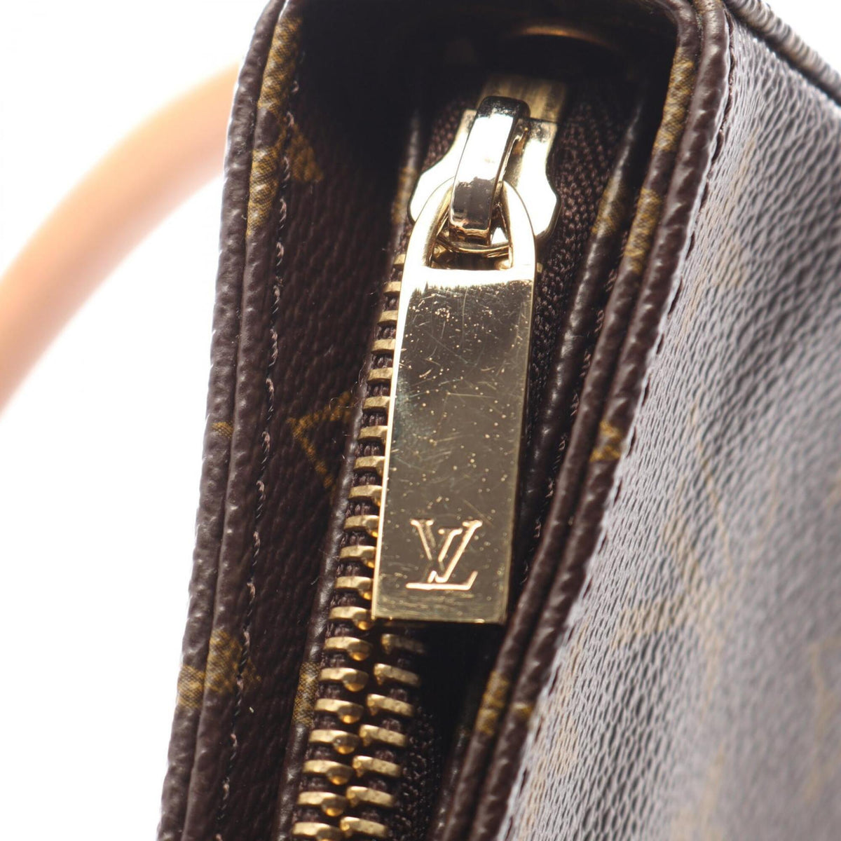 Louis Vuitton Brown Coated Canvas Leather Handbag Shoulder Bag (Pre-Owned)